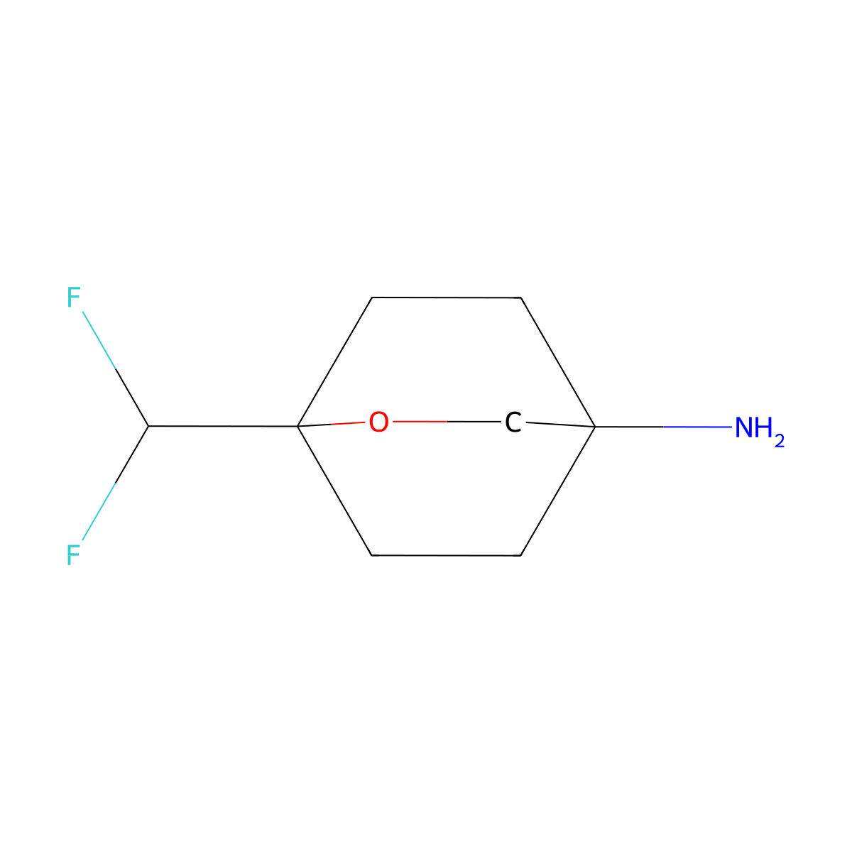 1-(Difluoromethyl)-2-oxabicyclo[2.2.2]octan-4-amine molecular structure, CAS 2170372-48-0