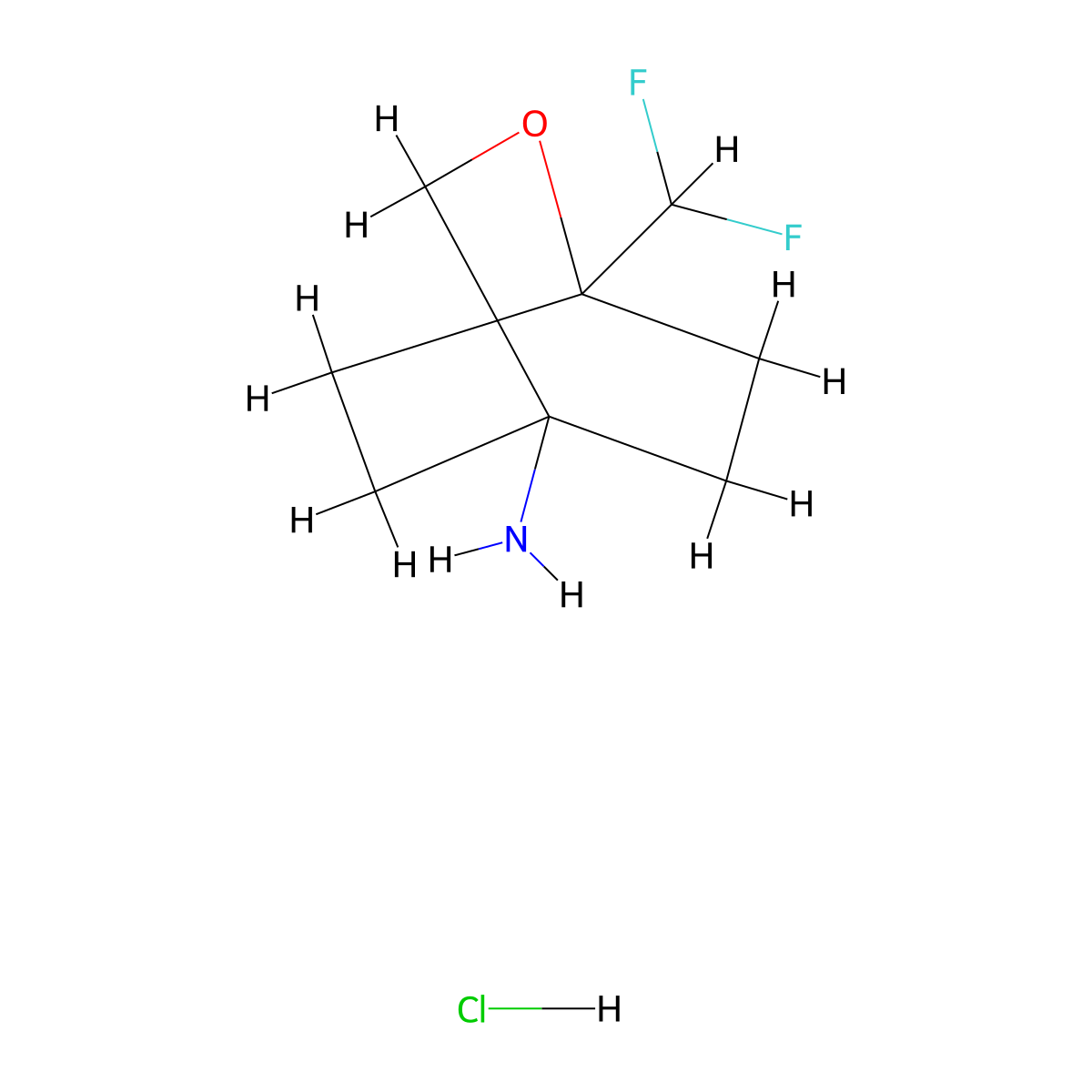 1-(Difluoromethyl)-2-oxabicyclo[2.2.2]octan-4-amine hydrochloride molecular structure, CAS 2170372-49-1