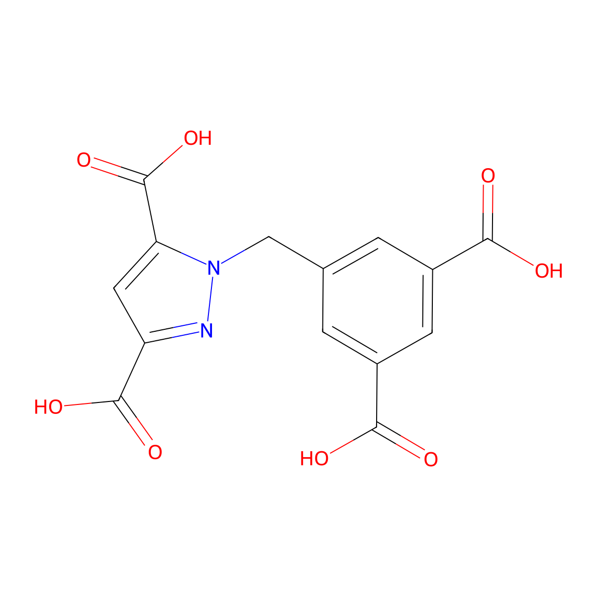 1-(3,5-Dicarboxybenzyl)-1H-pyrazole-3,5-dicarboxylic acid molecular structure, CAS 2170398-07-7