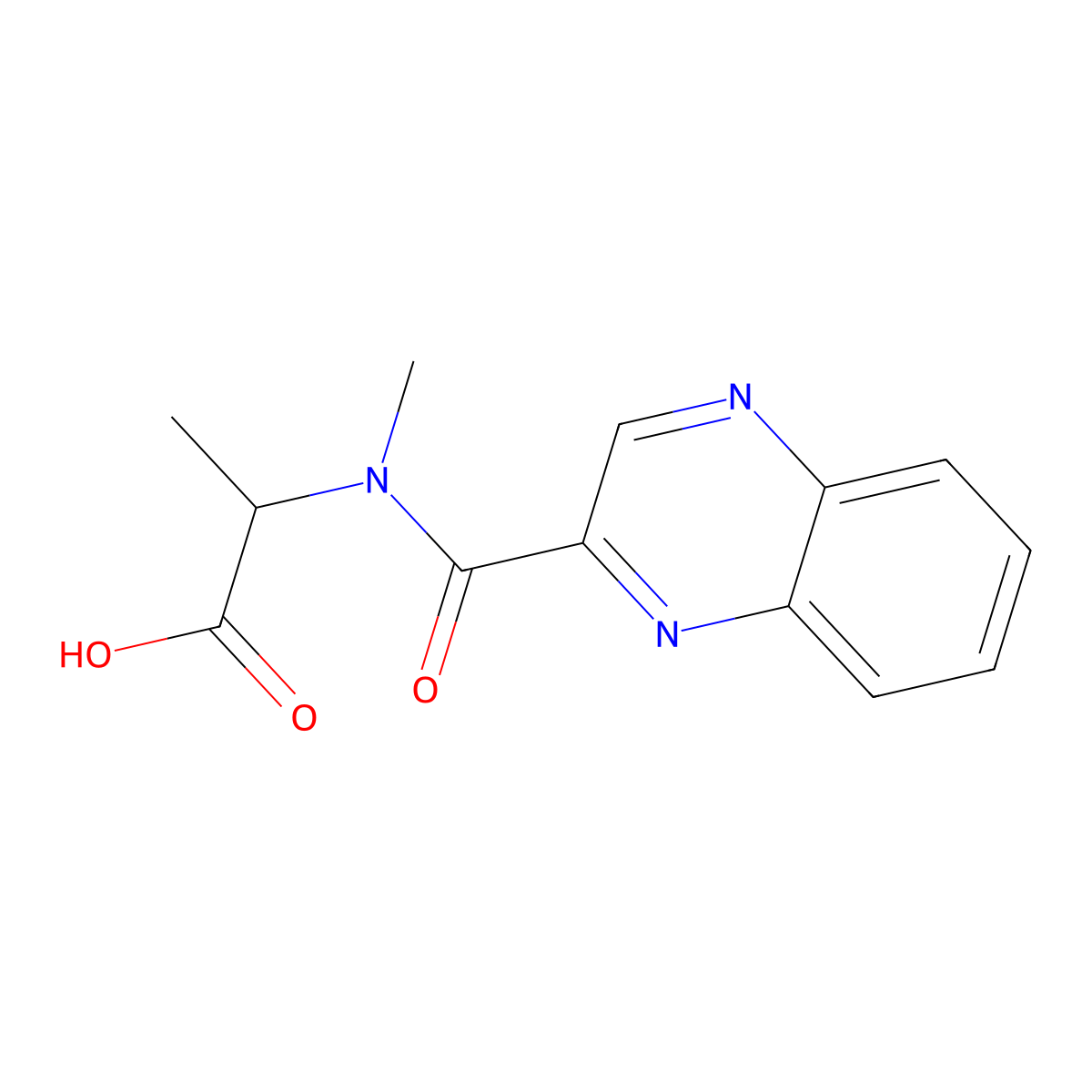 N-Methyl-N-(quinoxaline-2-carbonyl)alanine molecular structure, CAS 21704-83-6