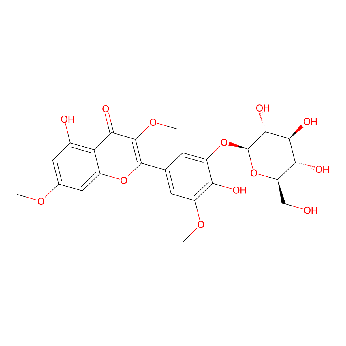 Myricetin 3,7,3'-trimethyl ether 5'-O-glucoside molecular structure, CAS 2170444-56-9