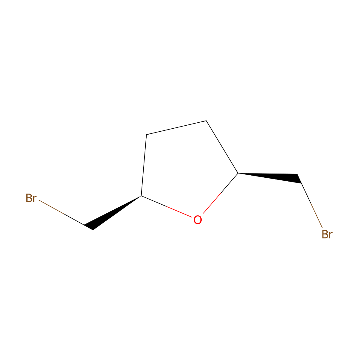 rac-(2R,5S)-2,5-bis(bromomethyl)oxolane molecular structure, CAS 2170445-21-1