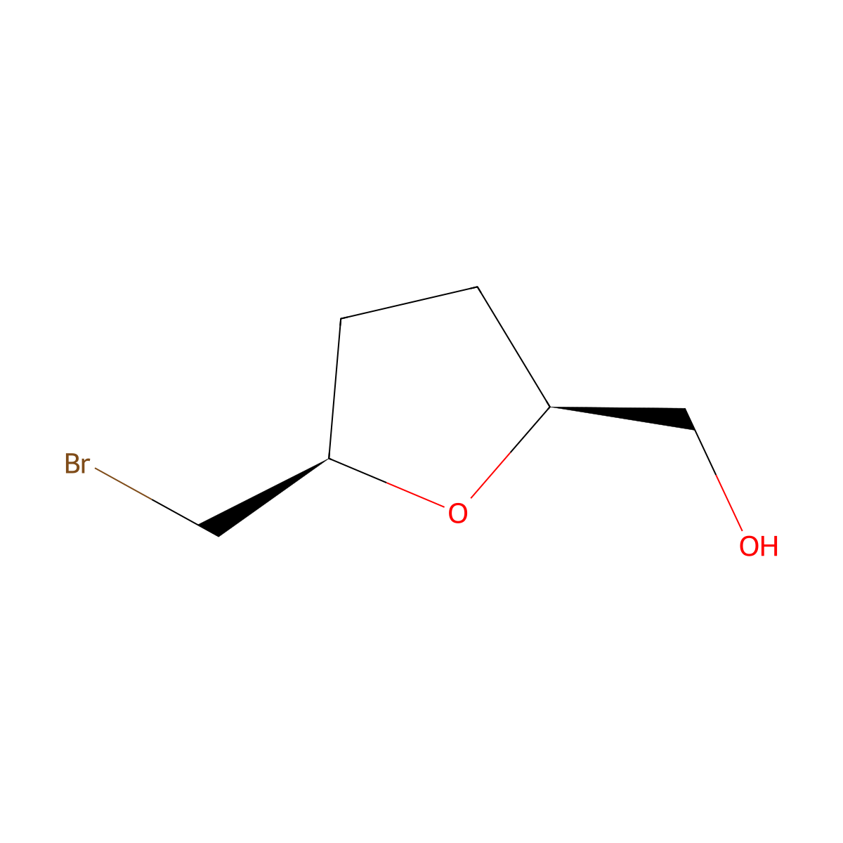 rac-[(2R,5S)-5-(bromomethyl)oxolan-2-yl]methanol molecular structure, CAS 2170445-25-5