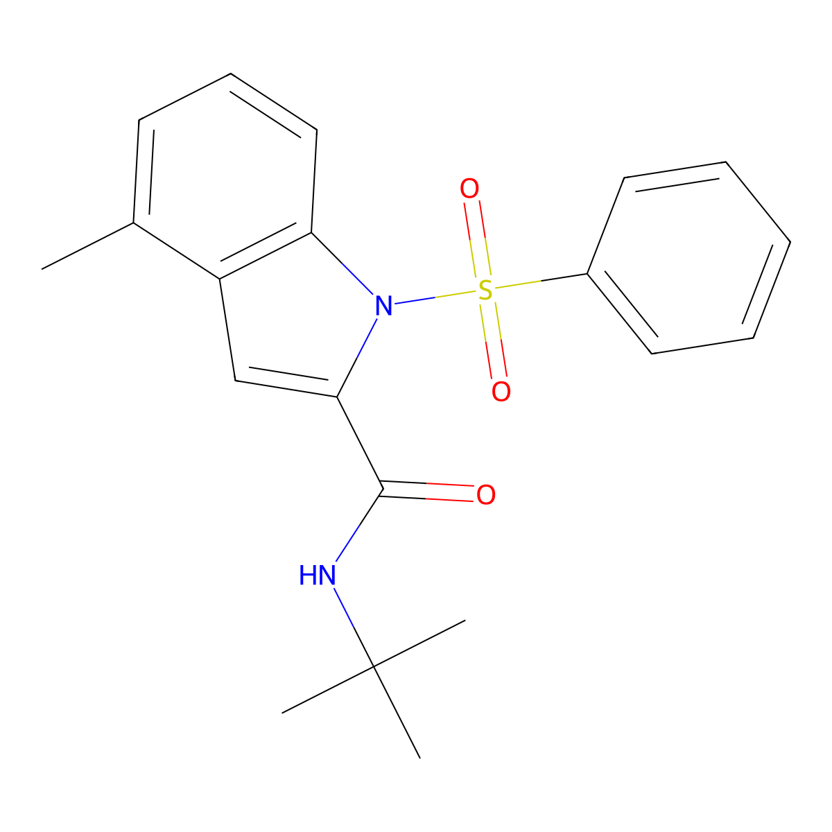 N-(Tert-butyl)-4-methyl-1-(phenylsulfonyl)-1H-indole-2-carboxamide molecular structure, CAS 2170450-98-1