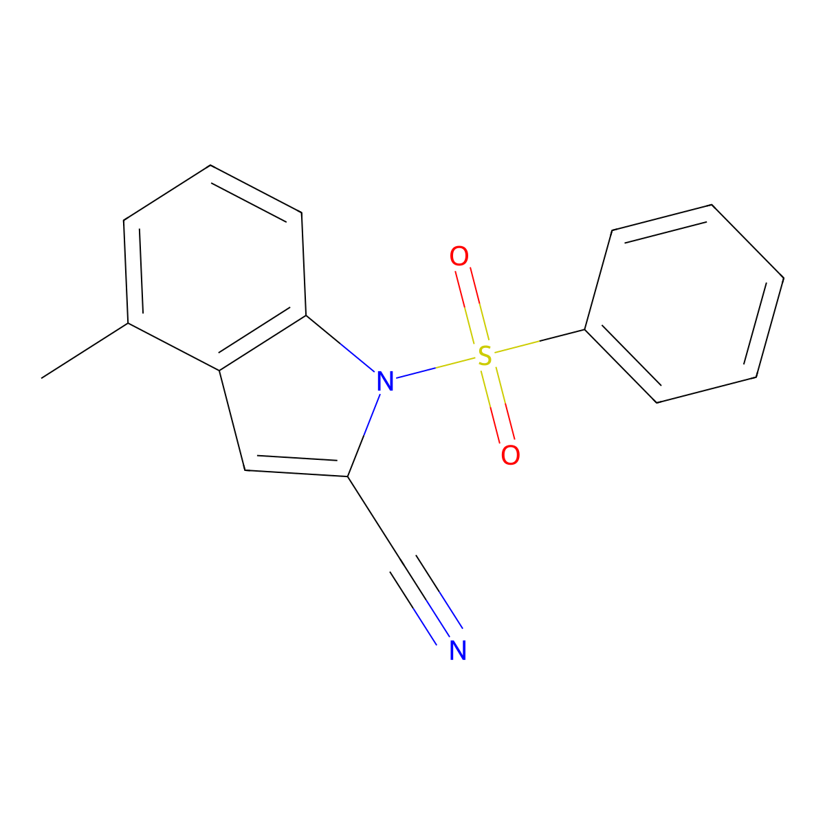 4-Methyl-1-(phenylsulfonyl)-1H-indole-2-carbonitrile molecular structure, CAS 2170450-99-2