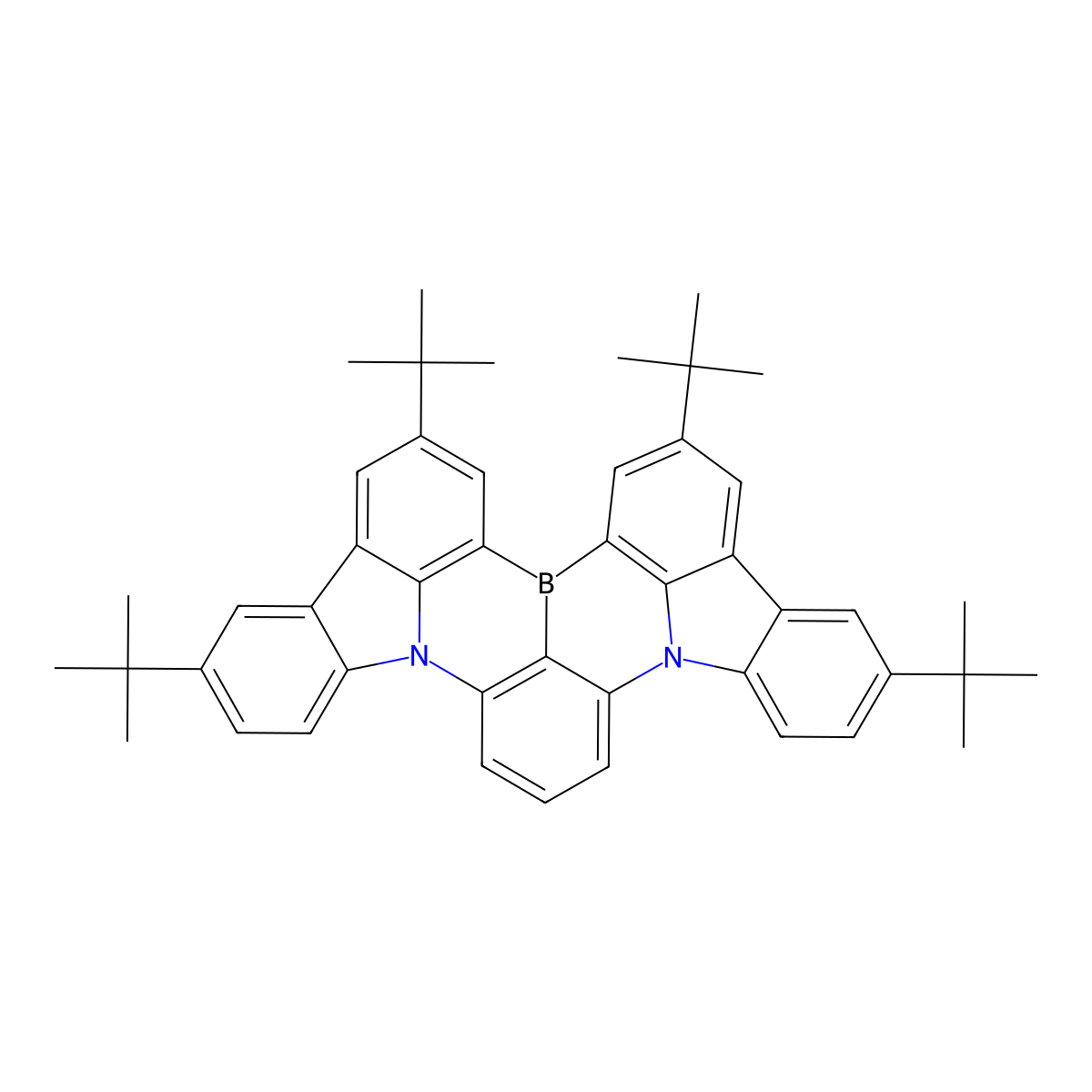 2,5,15,18-Tetrakis(1,1-dimethylethyl)indolo[3,2,1-de]indolo[3',2',1':8,1][1,4]benzazaborino[2,3,4-kl]phenazaborine molecular structure, CAS 2170487-30-4