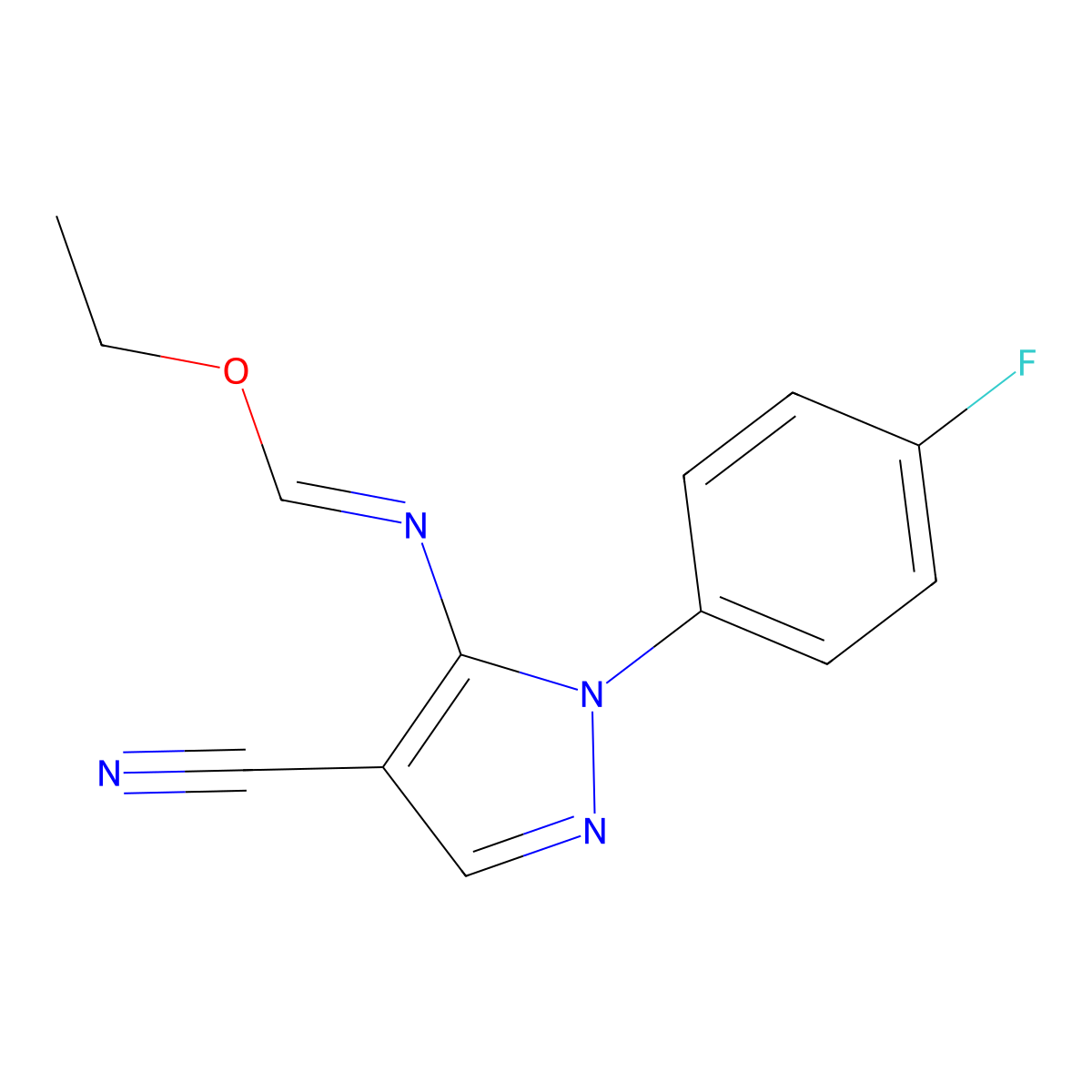 ethyl [4-cyano-1-(4-fluorophenyl)-1H-pyrazol-5-yl]imidoformate molecular structure, CAS 2170560-39-9