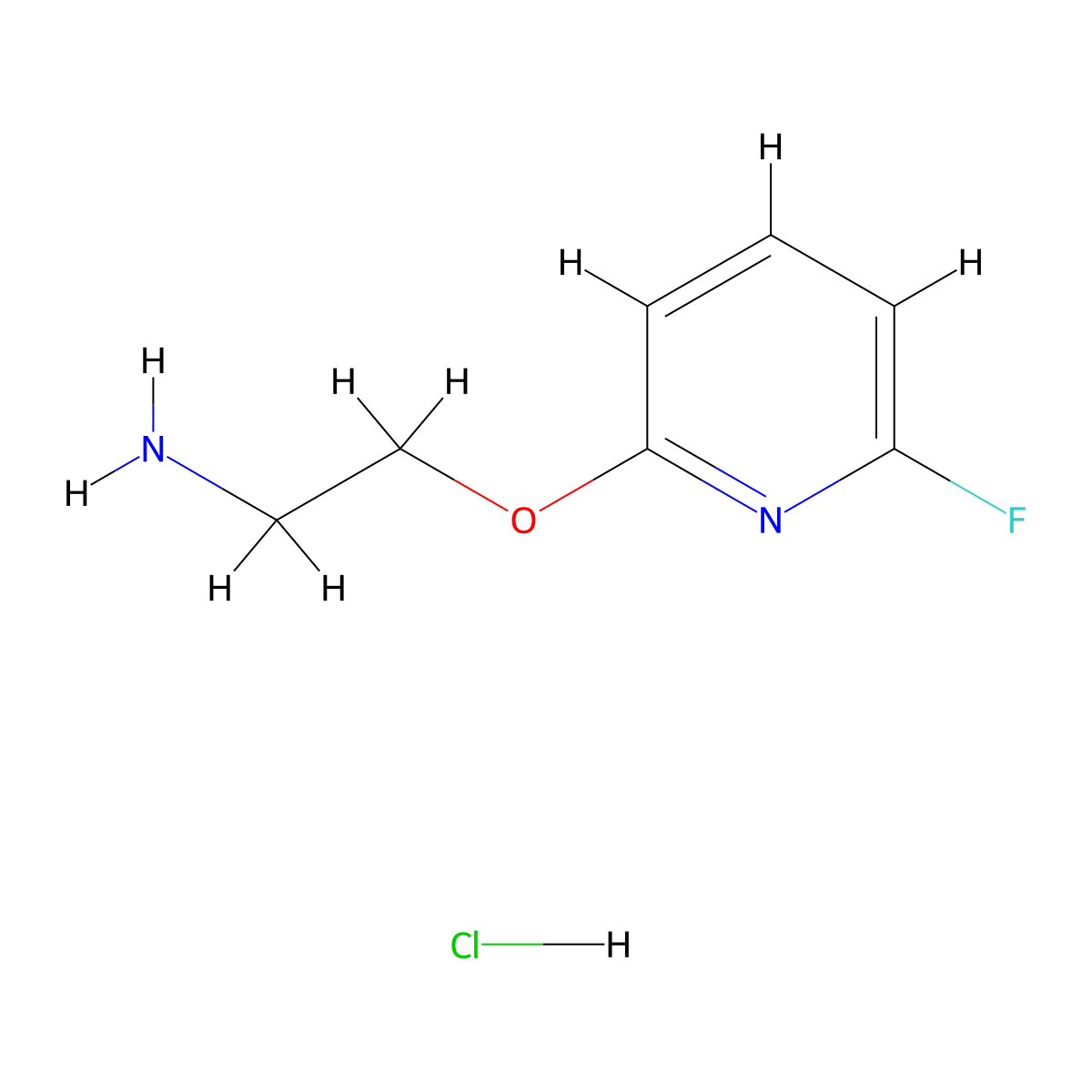 2-((6-Fluoropyridin-2-yl)oxy)ethan-1-amine hydrochloride molecular structure, CAS 2170564-33-5