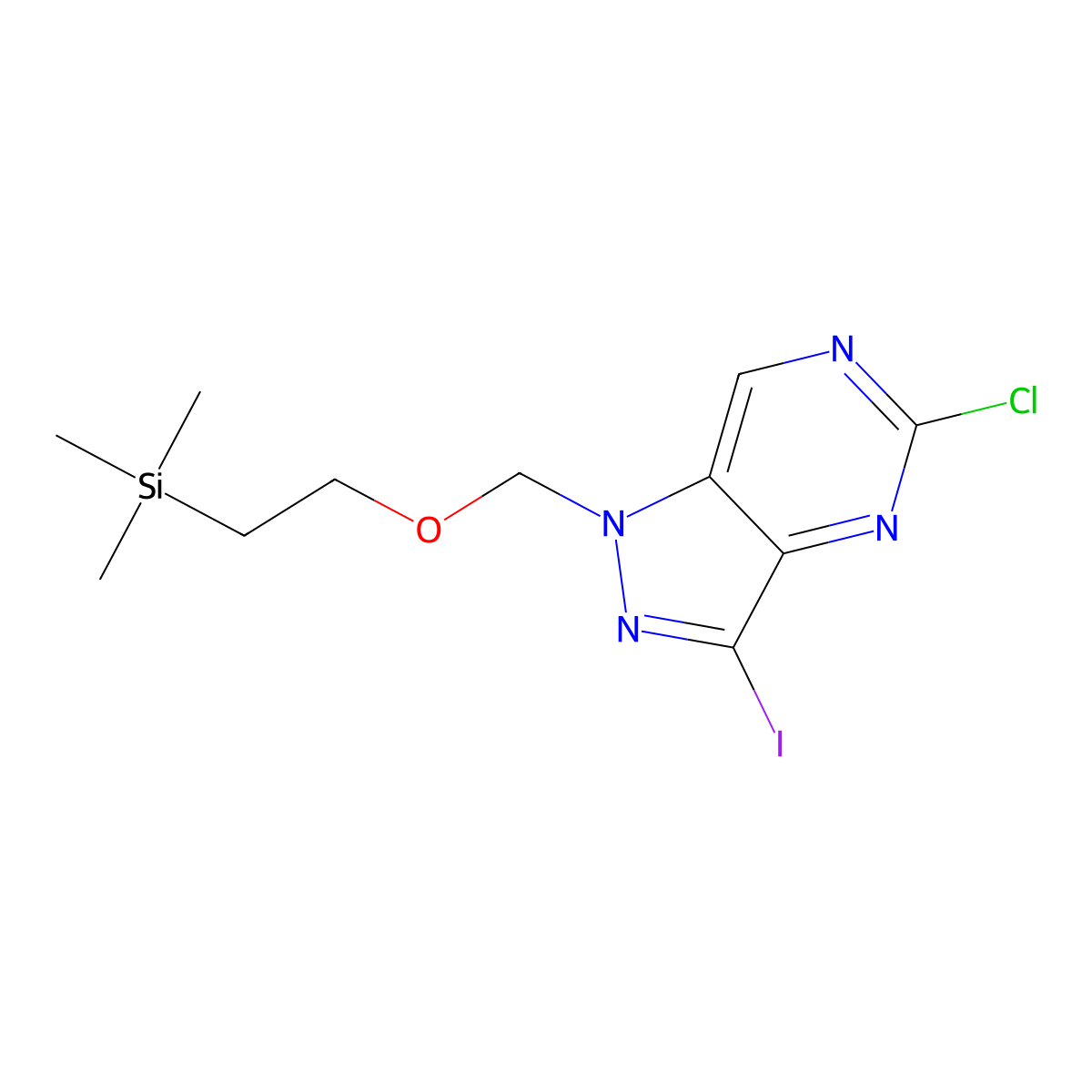 5-Chloro-3-iodo-1-((2-(trimethylsilyl)ethoxy)methyl)-1H-pyrazolo[4,3-D]pyrimidine molecular structure, CAS 2170598-18-0