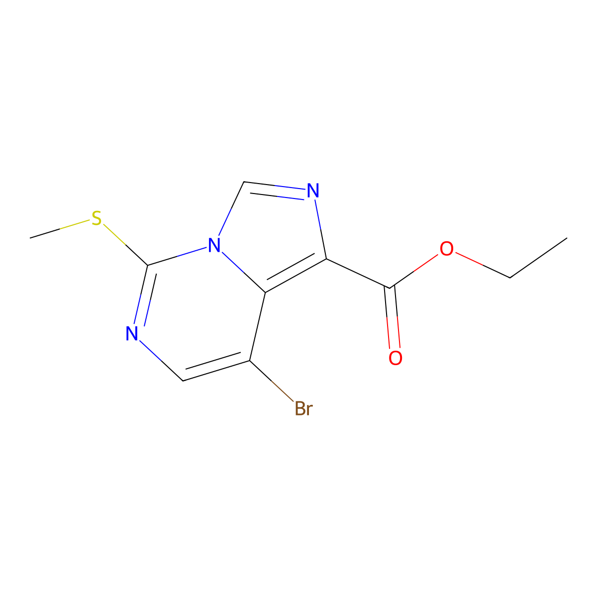 Ethyl 8-bromo-5-(methylthio)imidazo[1,5-c]pyrimidine-1-carboxylate molecular structure, CAS 2170605-19-1