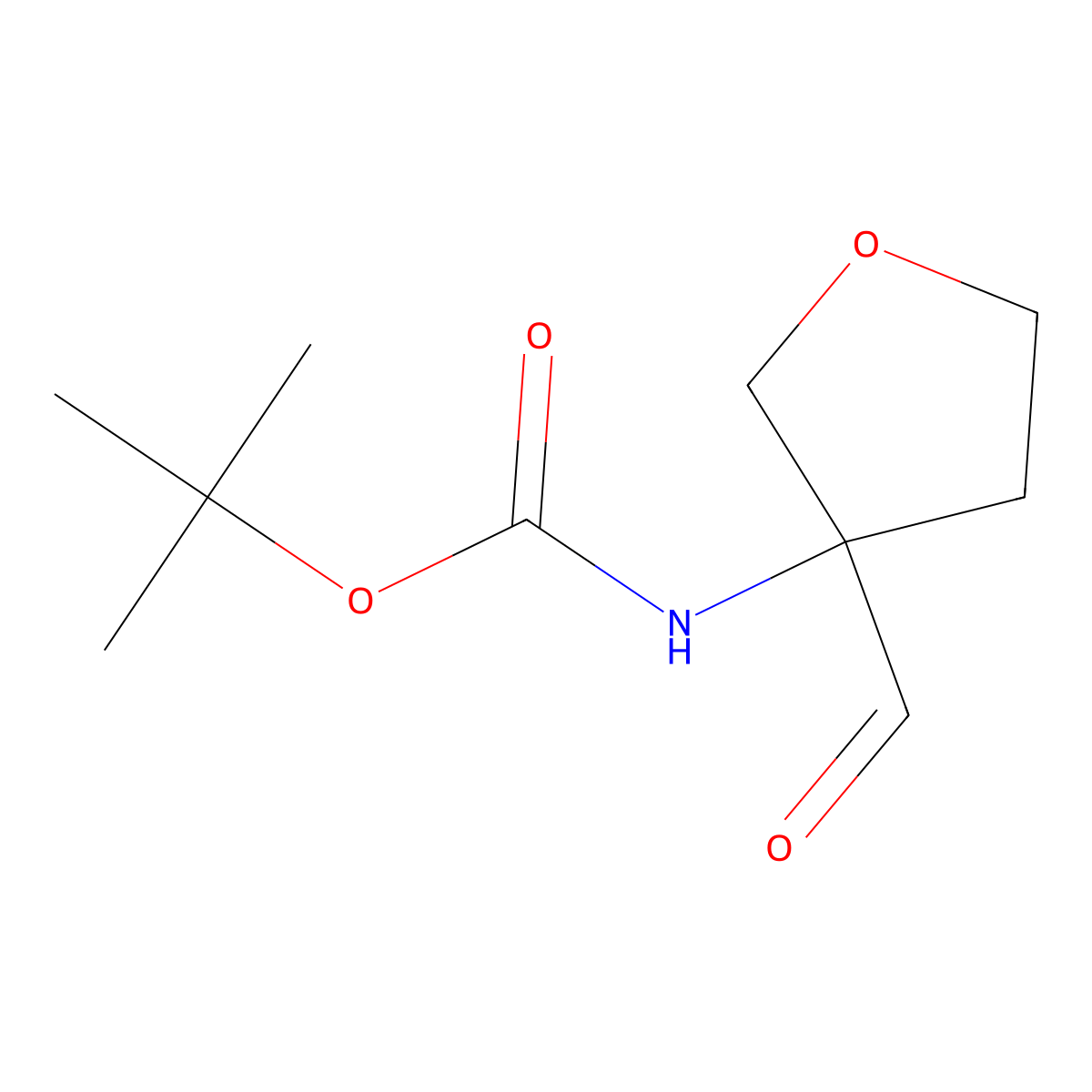 tert-butyl N-(3-formyloxolan-3-yl)carbamate molecular structure, CAS 2170650-09-4