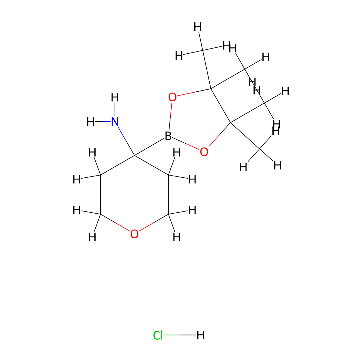 4-(4,4,5,5-Tetramethyl-1,3,2-dioxaborolan-2-yl)oxan-4-amine hydrochloride molecular structure, CAS 2170652-35-2
