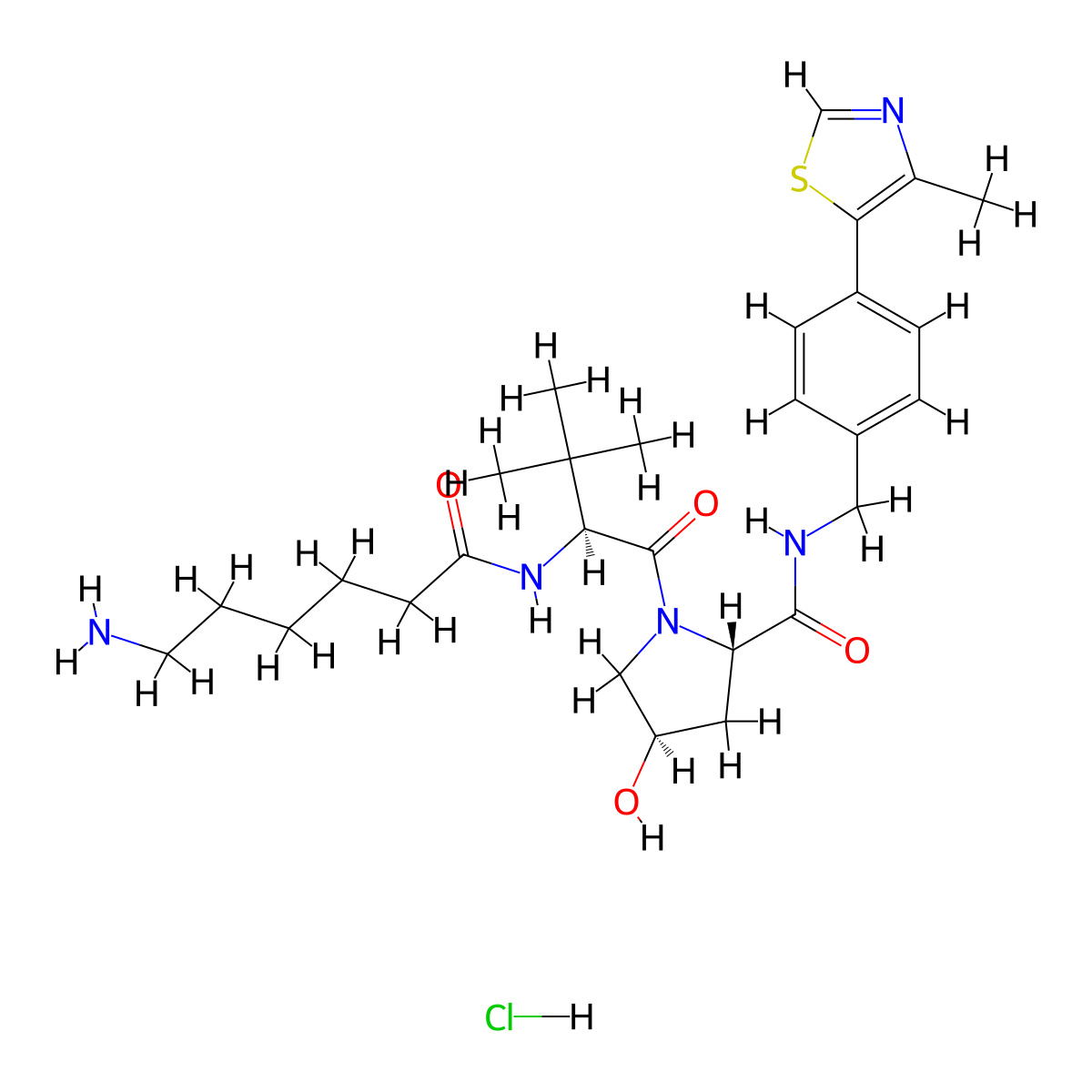 (2S,4R)-1-((S)-2-(6-Aminohexanamido)-3,3-dimethylbutanoyl)-4-hydroxy-N-(4-(4-methylthiazol-5-yl)benzyl)pyrrolidine-2-carboxamide hydrochloride molecular structure, CAS 2170695-20-0