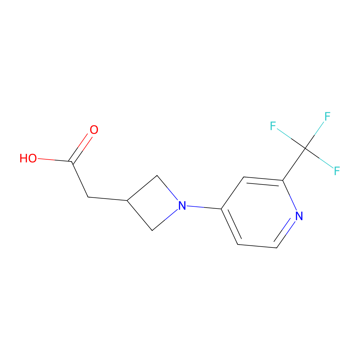 2-(1-(2-(Trifluoromethyl)pyridin-4-yl)azetidin-3-yl)acetic acid molecular structure, CAS 2170724-09-9
