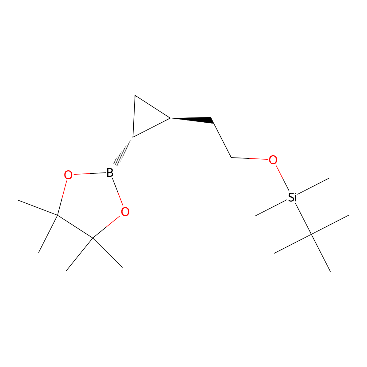 rac-tert-butyldimethyl{2-[(1R,2S)-2-(4,4,5,5-tetramethyl-1,3,2-dioxaborolan-2-yl)cyclopropyl]ethoxy}silane molecular structure, CAS 2170724-18-0