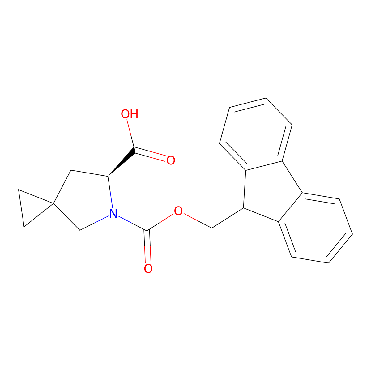 (6S)-5-{[(9H-fluoren-9-yl)methoxy]carbonyl}-5-azaspiro[2.4]heptane-6-carboxylic acid molecular structure, CAS 2170726-27-7