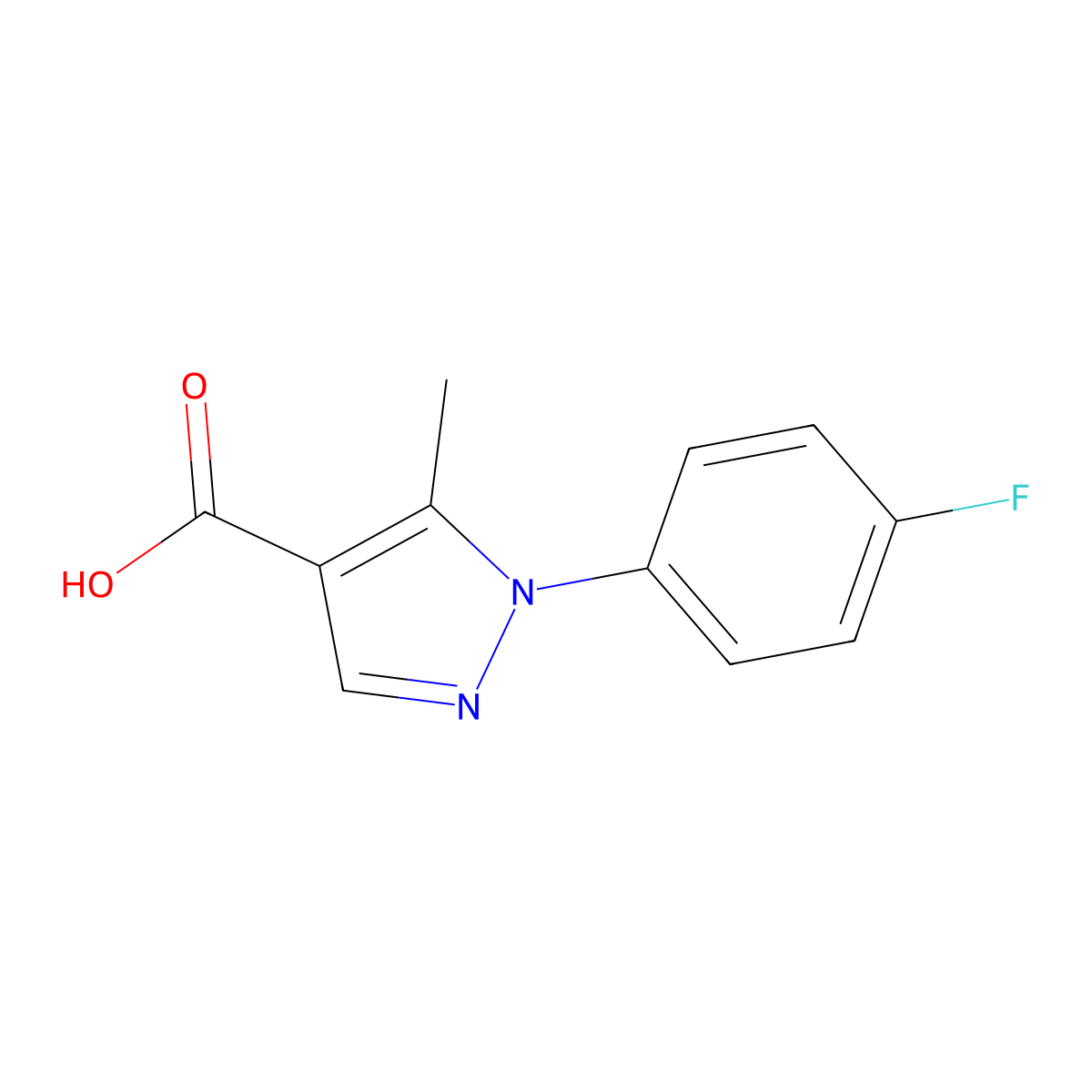 1-(4-fluorophenyl)-5-methyl-1H-pyrazole-4-carboxylic acid molecular structure, CAS 217073-76-2