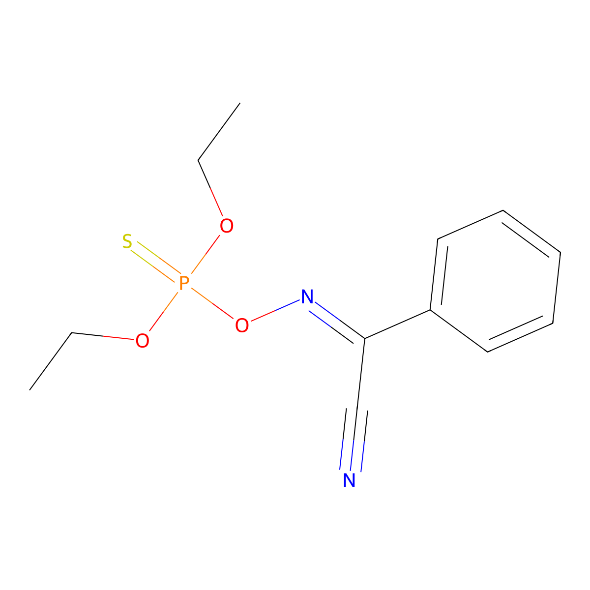 3,5-Dioxa-6-aza-4-phosphaoct-6-ene-8-nitrile, 4-ethoxy-7-phenyl-, 4-sulfide molecular structure, CAS 217075-82-6