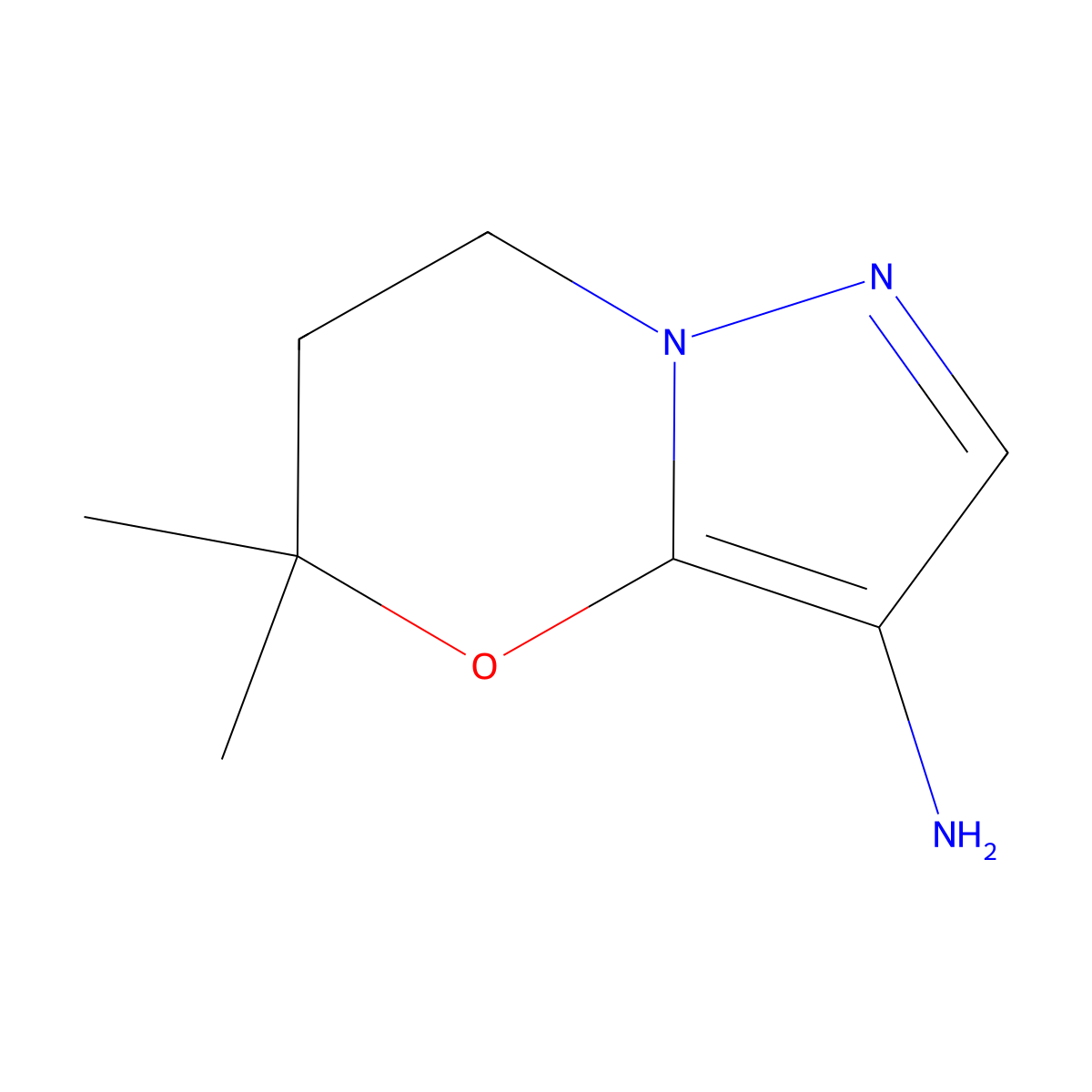 5,5-Dimethyl-6,7-dihydro-5H-pyrazolo[5,1-b][1,3]oxazin-3-amine molecular structure, CAS 2170752-31-3