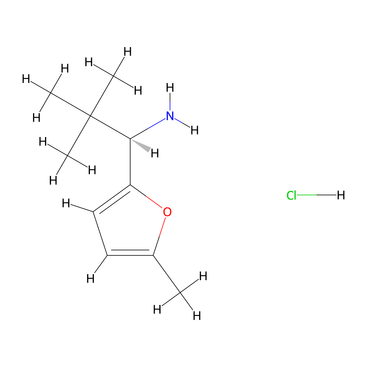 (R)-2,2-Dimethyl-1-(5-methylfuran-2-yl)propan-1-amine hydrochloride molecular structure, CAS 2170760-93-5