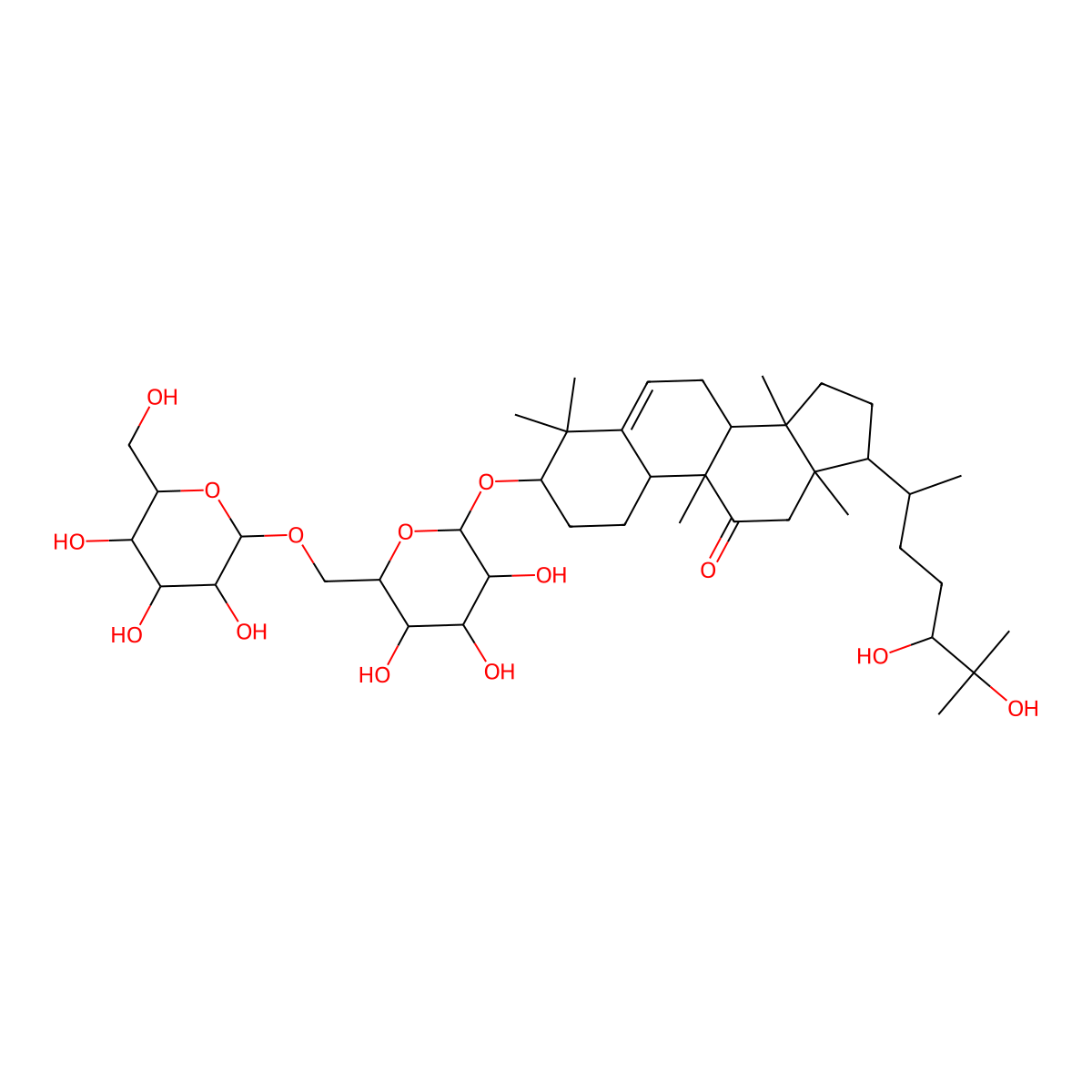 17-(5,6-Dihydroxy-6-methylheptan-2-yl)-4,4,9,13,14-pentamethyl-3-[3,4,5-trihydroxy-6-[[3,4,5-trihydroxy-6-(hydroxymethyl)oxan-2-yl]oxymethyl]oxan-2-yl]oxy-1,2,3,7,8,10,12,15,16,17-decahydrocyclopenta[a]phenanthren-11-one molecular structure, CAS 2170761-37-0