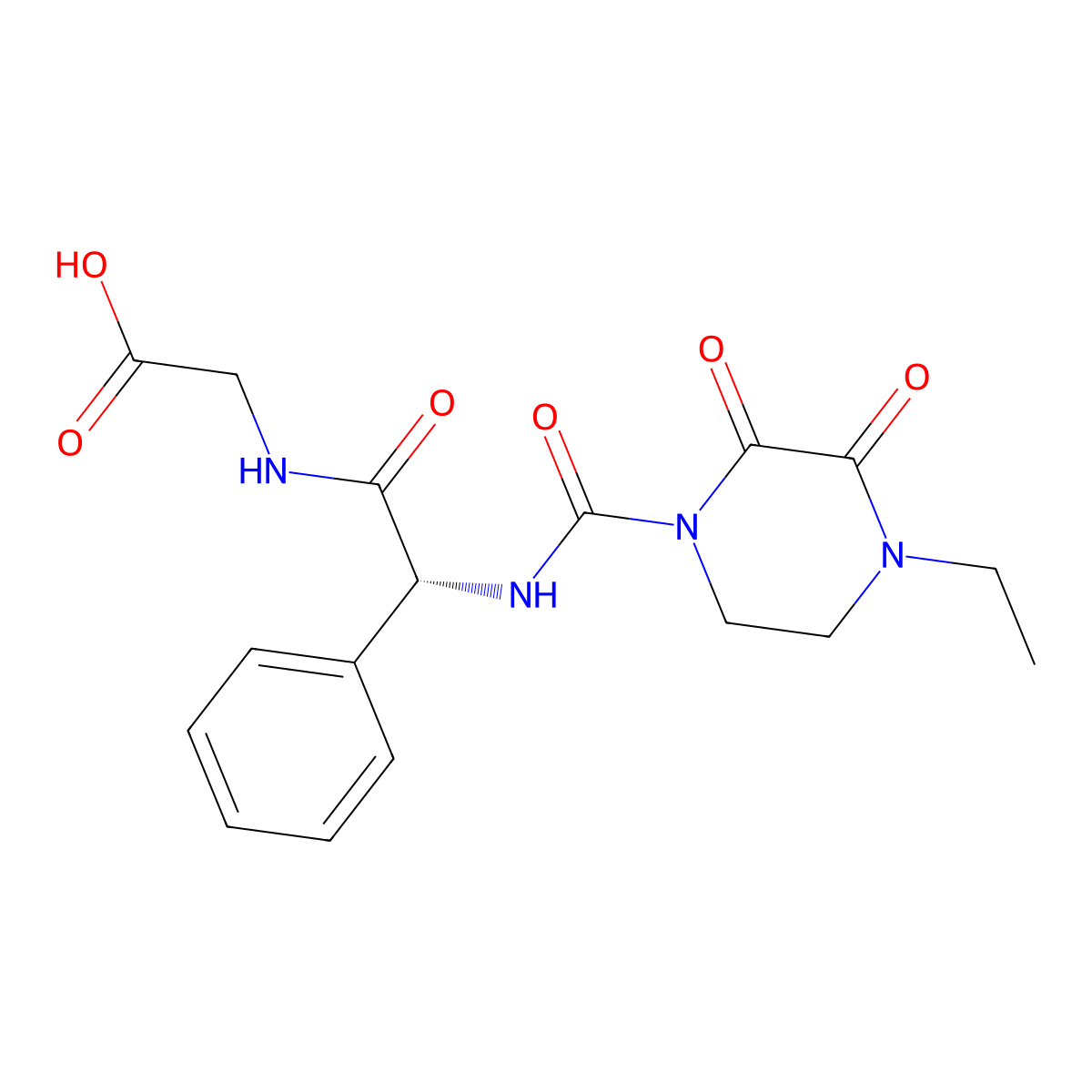 Piperazinedione-carbonyl D-Phenylglycyl-glycine molecular structure, CAS 2170771-47-6