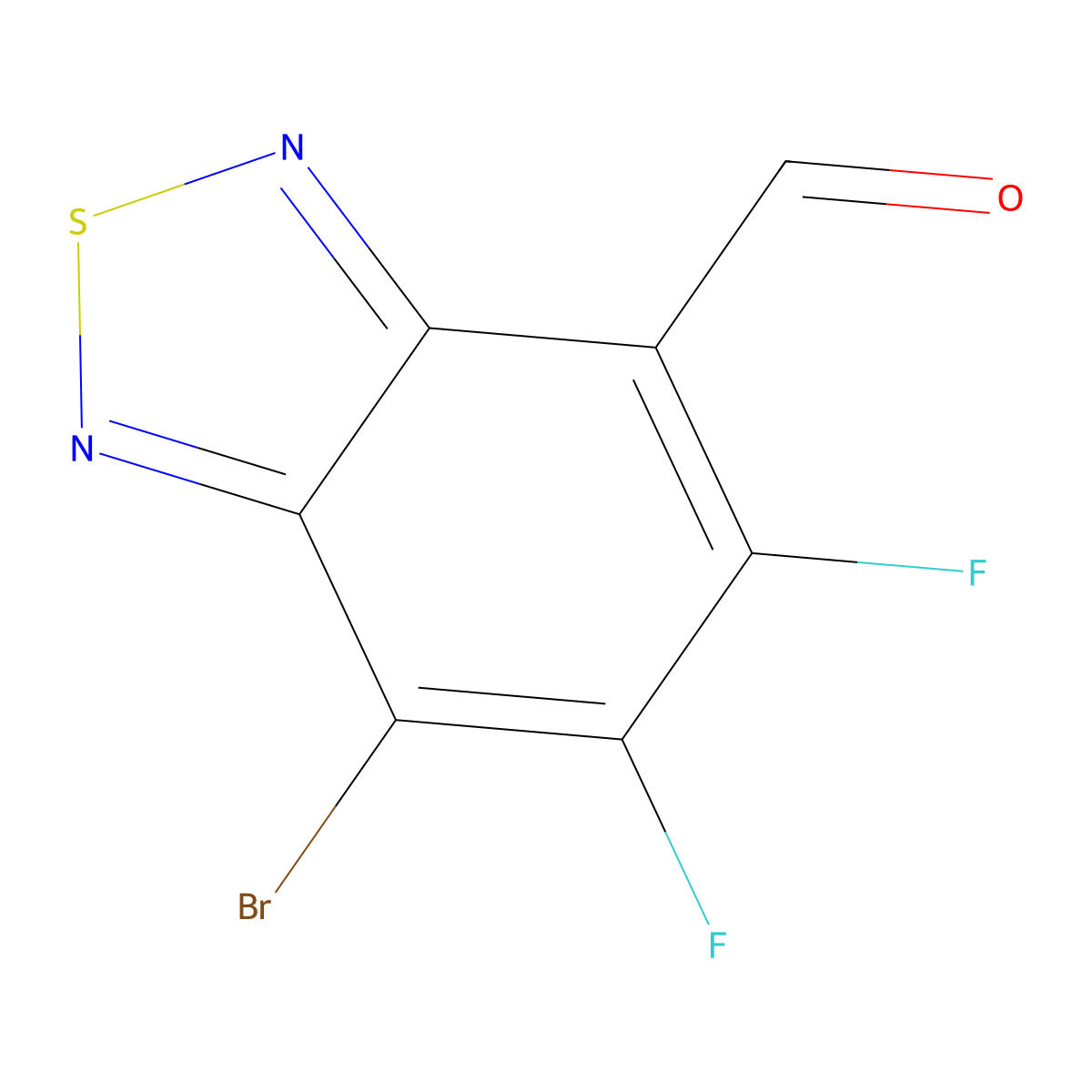 7-Bromo-5,6-difluorobenzo[c][1,2,5]thiadiazole-4-carbaldehyde molecular structure, CAS 2170788-44-8