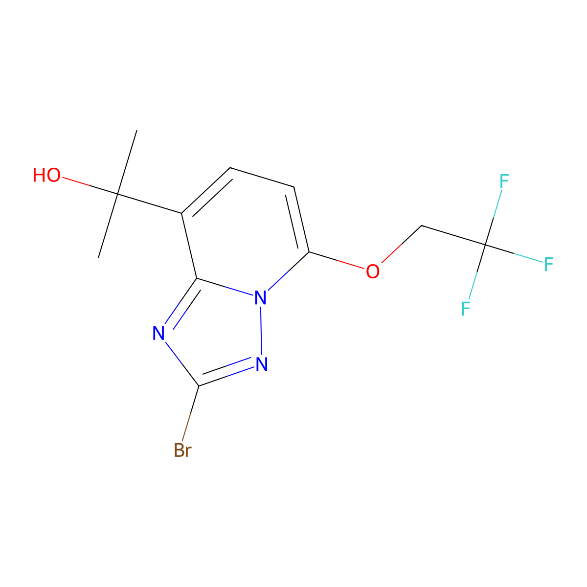 2-[2-Bromo-5-(2,2,2-trifluoroethoxy)-[1,2,4]triazolo[1,5-a]pyridin-8-yl]propan-2-ol molecular structure, CAS 2170792-96-6