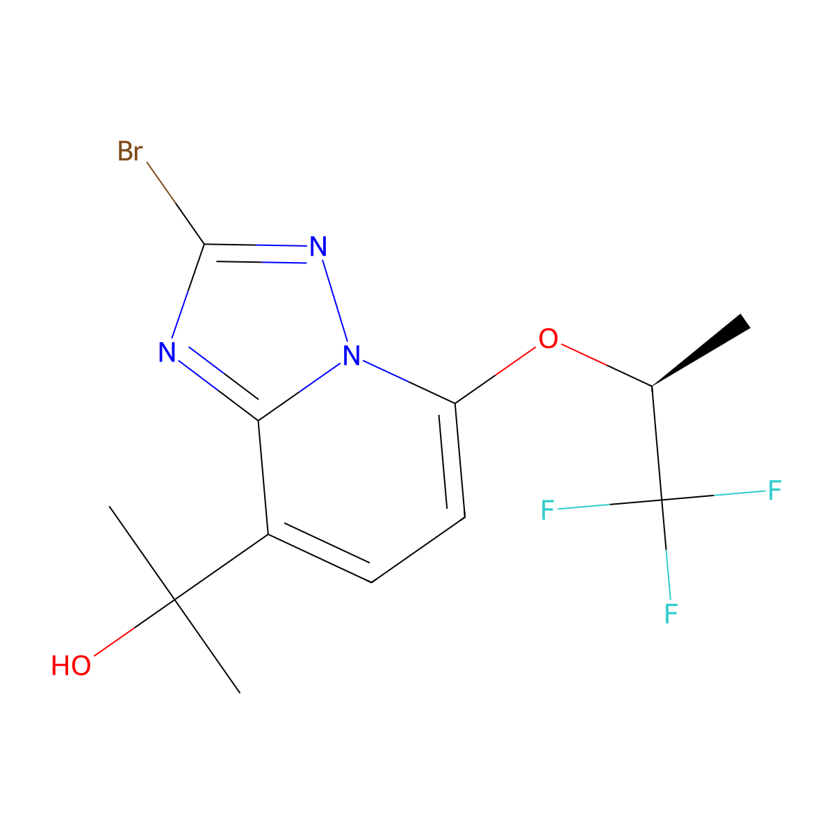 2-(2-bromo-5-{[(2S)-1,1,1-trifluoropropan-2-yl]oxy}-[1,2,4]triazolo[1,5-a]pyridin-8-yl)propan-2-ol molecular structure, CAS 2170793-02-7