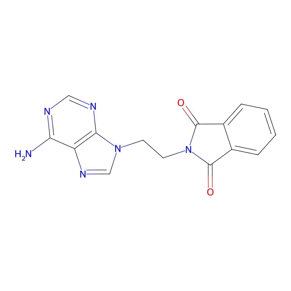 2-[2-(6-amino-9H-purin-9-yl)ethyl]-2,3-dihydro-1H-isoindole-1,3-dione molecular structure, CAS 21708-28-1