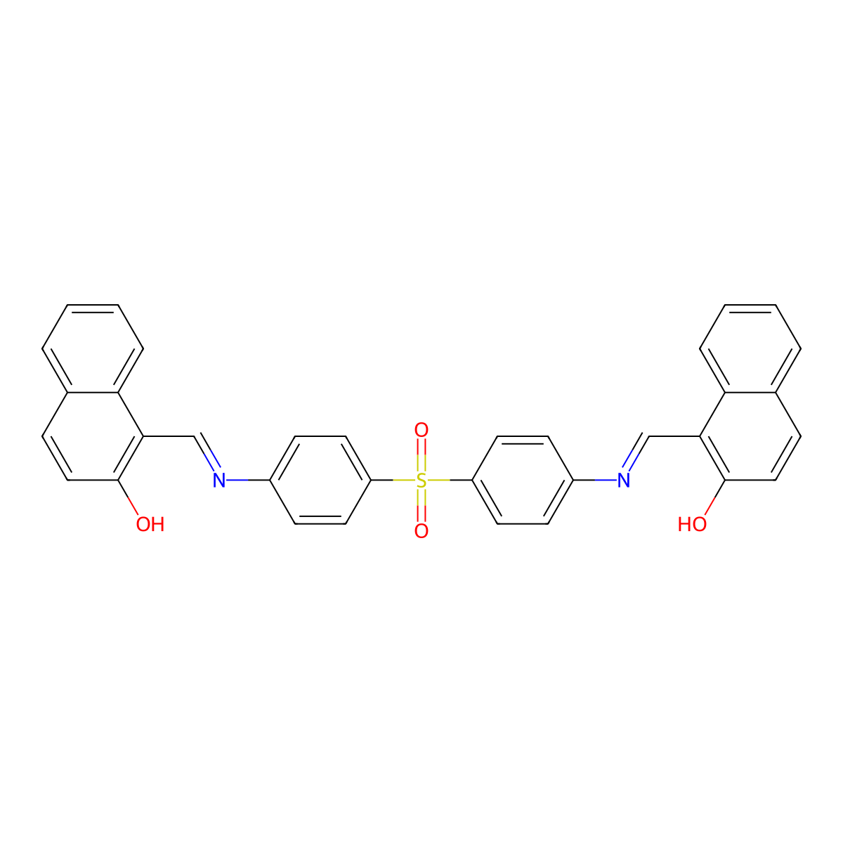 4,4'-Bis(N-(2-hydroxy-1-naphthylmethylene)amino)diphenyl sulfone molecular structure, CAS 21708-77-0