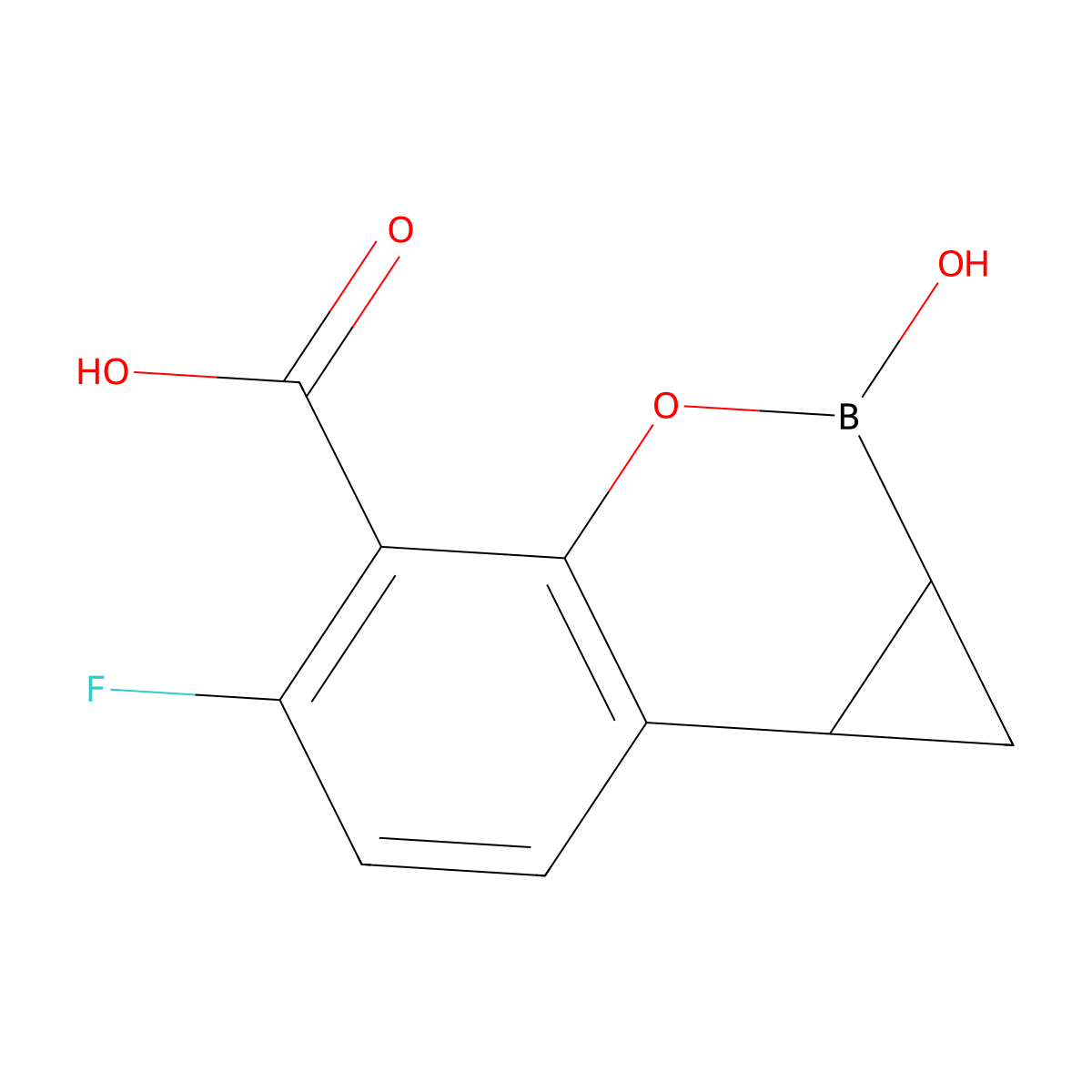 5-fluoro-2-hydroxy-1a,7b-dihydro-1H-cyclopropa[c][1,2]benzoxaborinine-4-carboxylic acid molecular structure, CAS 2170834-61-2