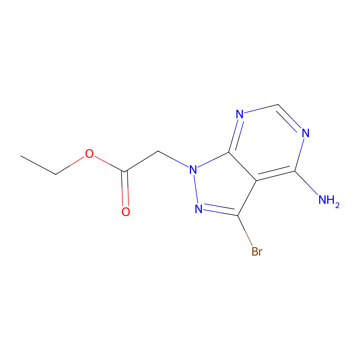 ethyl 2-{4-amino-3-bromo-1H-pyrazolo[3,4-d]pyrimidin-1-yl}acetate molecular structure, CAS 2170872-79-2