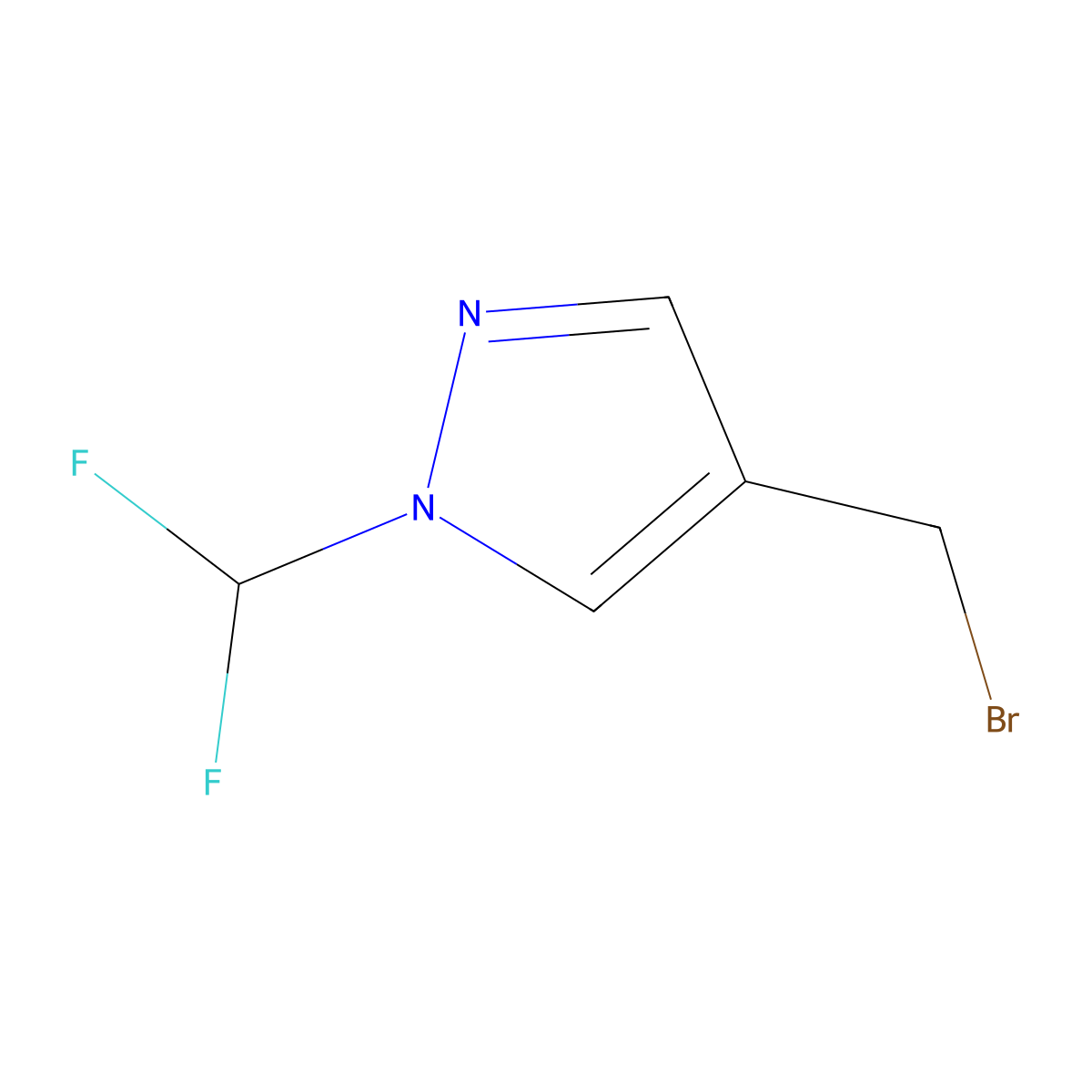 4-(bromomethyl)-1-(difluoromethyl)-1H-pyrazole molecular structure, CAS 2170894-74-1