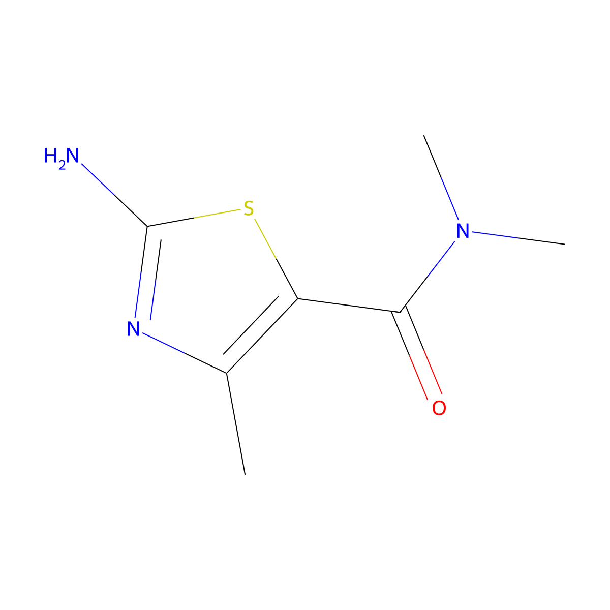 2-amino-N,N,4-trimethyl-1,3-thiazole-5-carboxamide molecular structure, CAS 21709-40-0