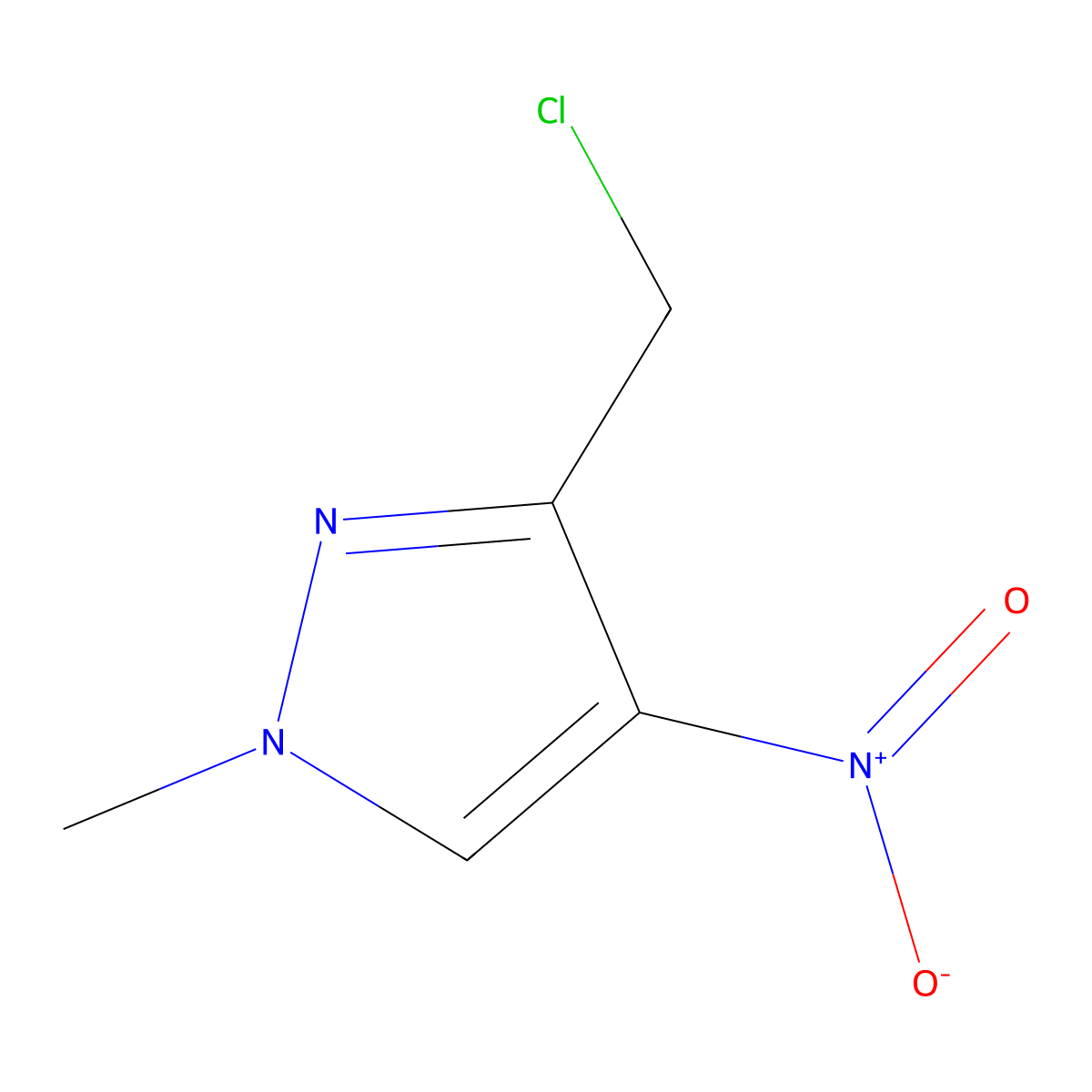 3-(chloromethyl)-1-methyl-4-nitro-1H-pyrazole molecular structure, CAS 2170908-16-2