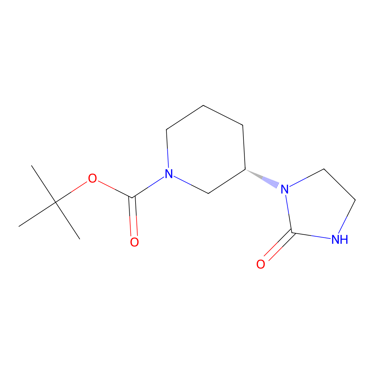 1,1-Dimethylethyl (3S)-3-(2-oxo-1-imidazolidinyl)-1-piperidinecarboxylate molecular structure, CAS 2170916-91-1