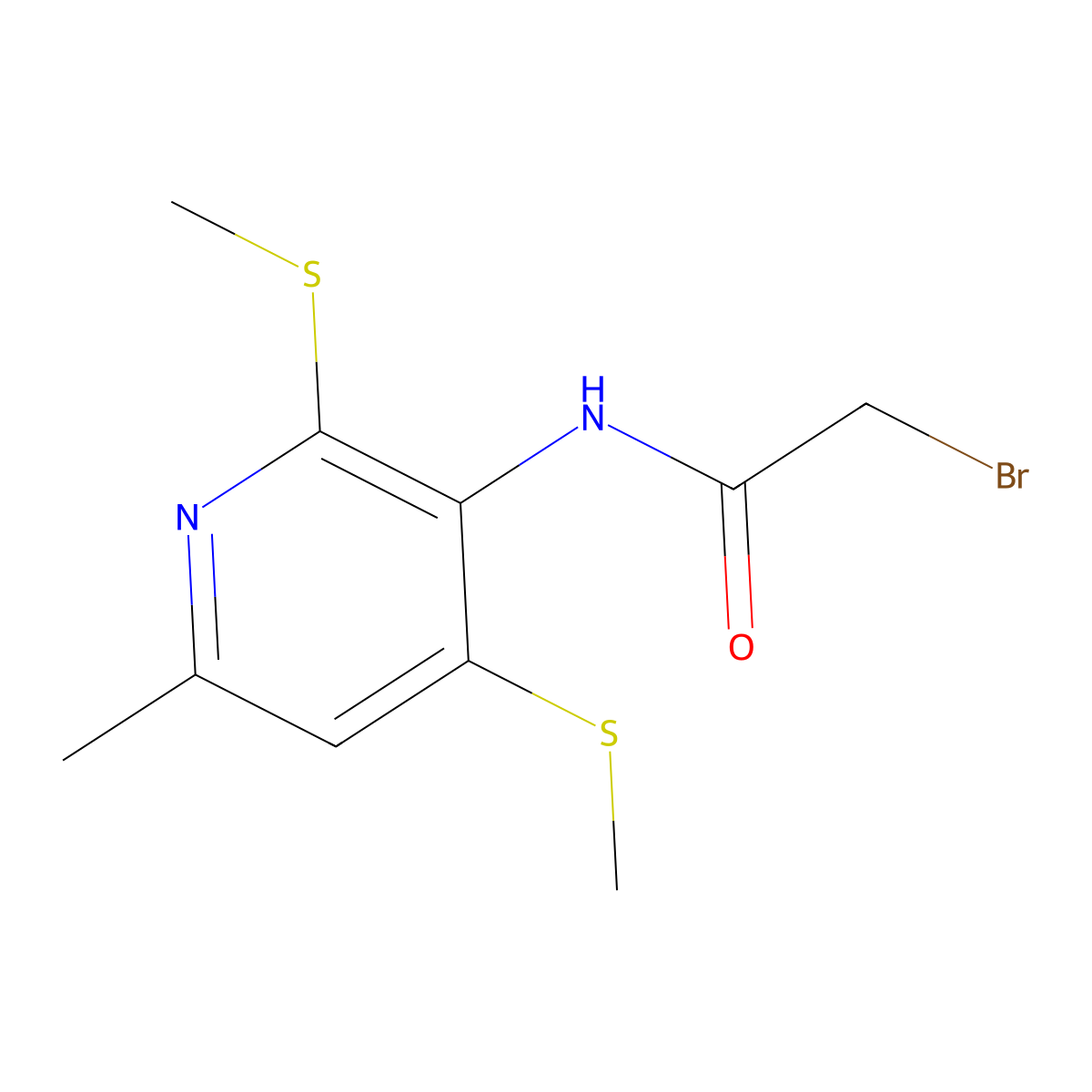 2-Bromo-N-(6-methyl-2,4-bis(methylthio)pyridin-3-yl)acetamide molecular structure, CAS 217096-06-5