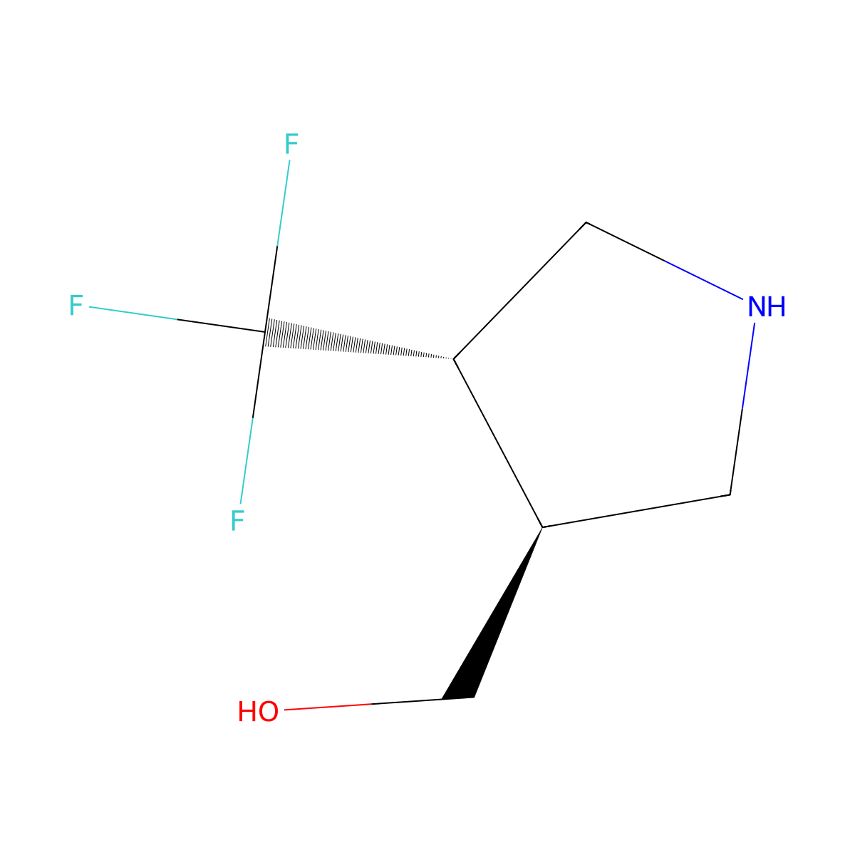 rac-((3R,4R)-4-(trifluoromethyl)pyrrolidin-3-yl)methanol molecular structure, CAS 217096-42-9