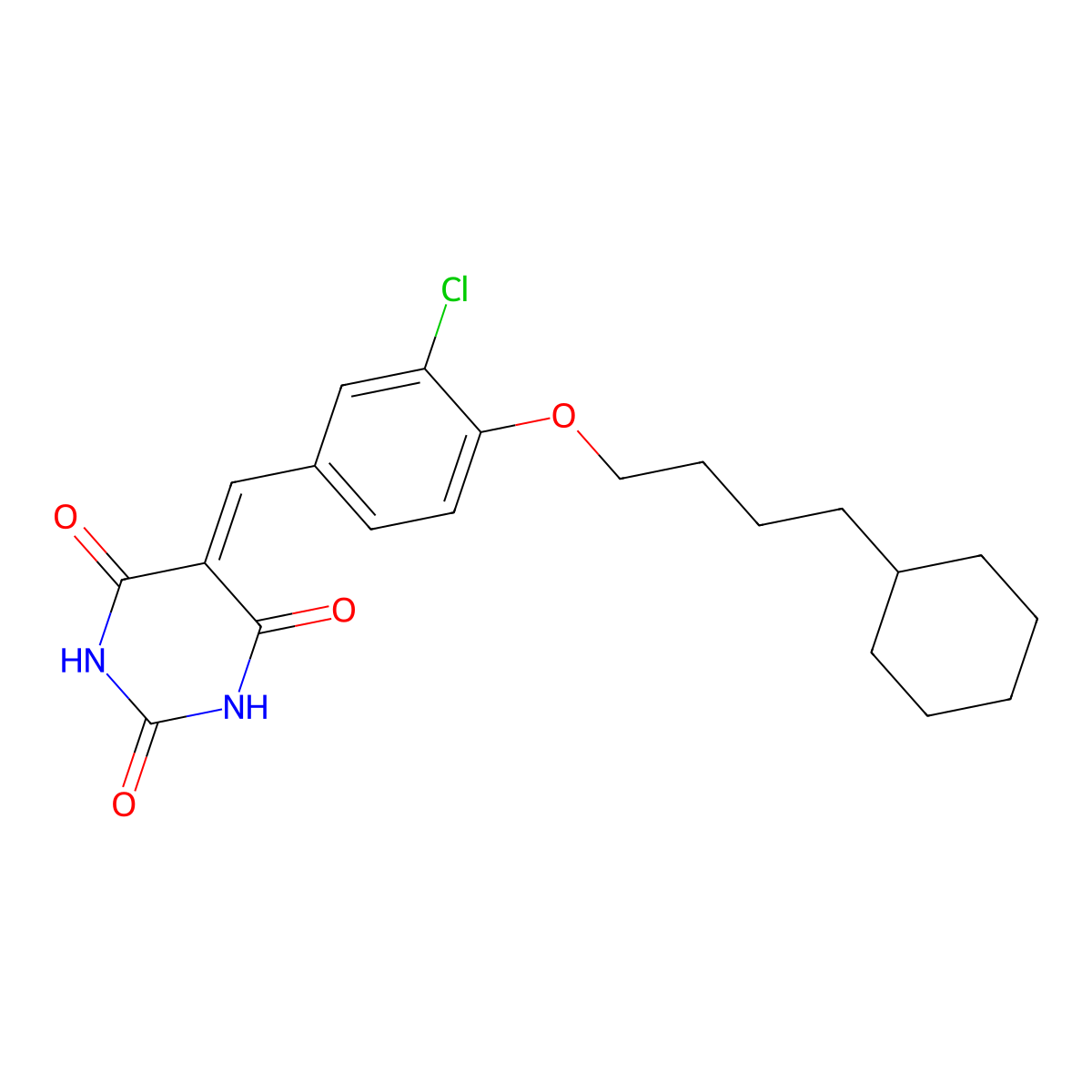 5-[[3-Chloro-4-(4-cyclohexylbutoxy)phenyl]methylidene]-1,3-diazinane-2,4,6-trione molecular structure, CAS 2171000-87-4