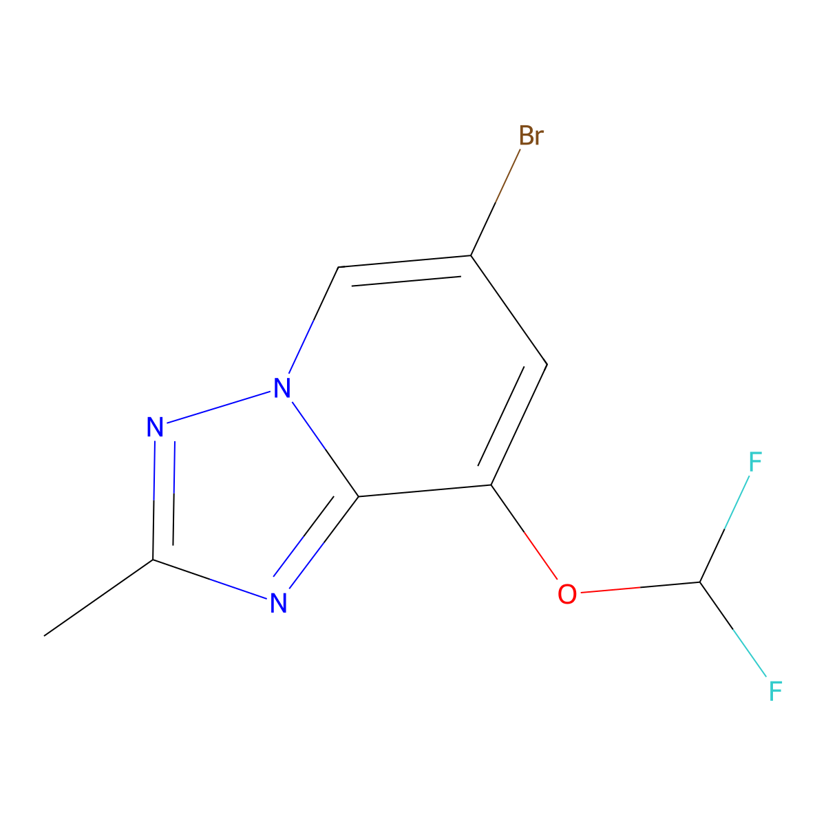 6-Bromo-8-(difluoromethoxy)-2-methyl-[1,2,4]triazolo[1,5-a]pyridine molecular structure, CAS 2171029-53-9
