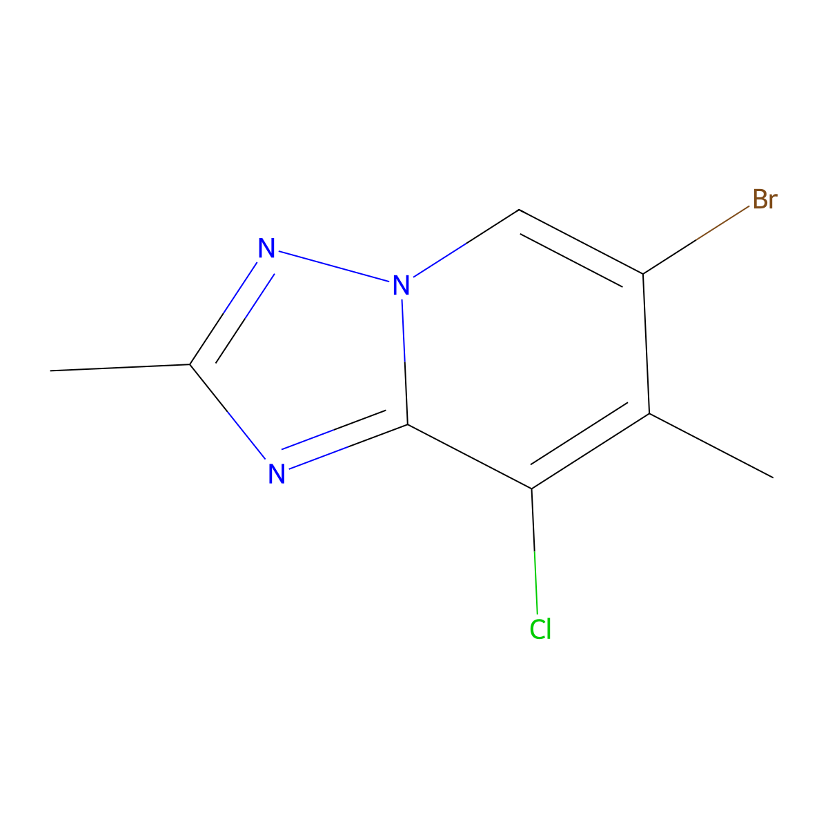 6-Bromo-8-chloro-2,7-dimethyl-[1,2,4]triazolo[1,5-a]pyridine molecular structure, CAS 2171029-55-1