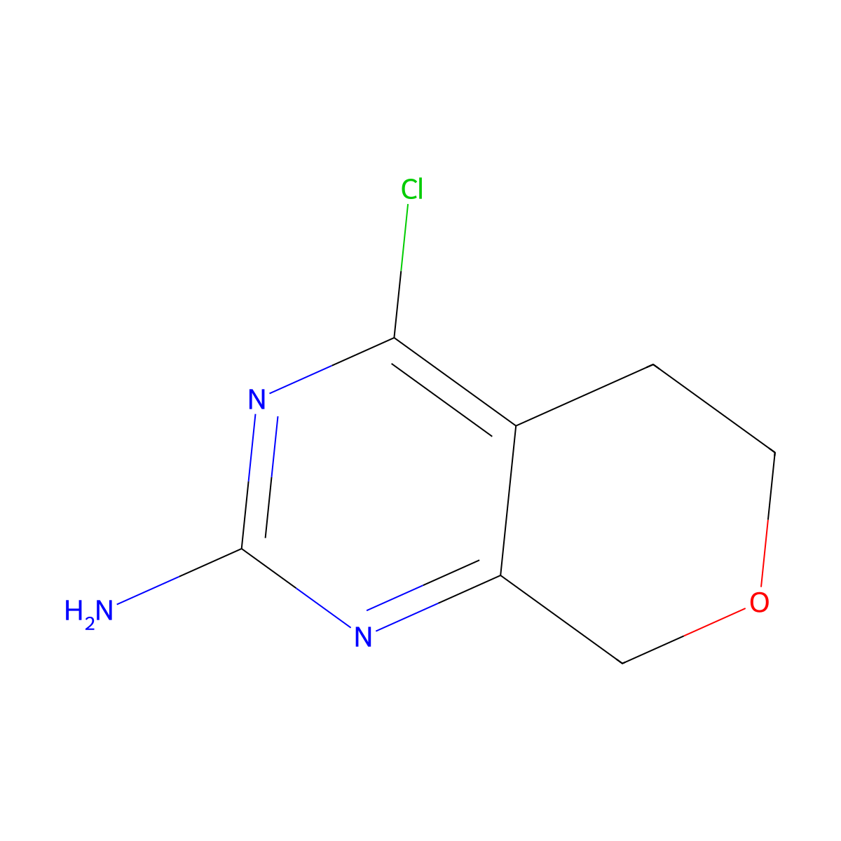 4-Chloro-5,8-dihydro-6H-pyrano[3,4-d]pyrimidin-2-amine molecular structure, CAS 2171032-51-0