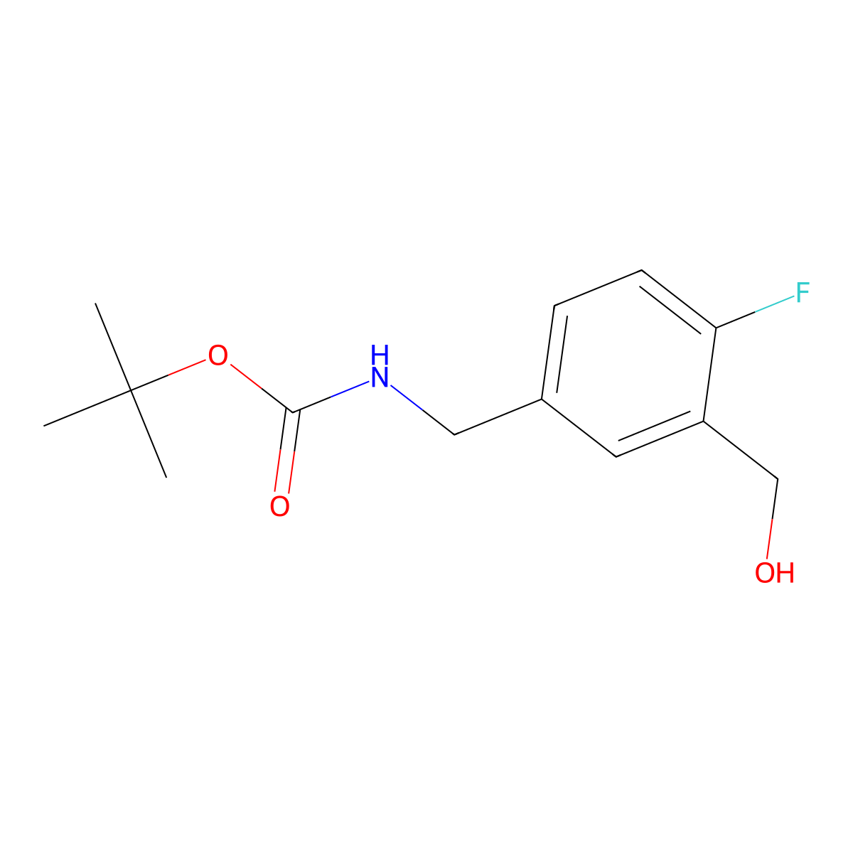 tert-butyl N-{[4-fluoro-3-(hydroxymethyl)phenyl]methyl}carbamate molecular structure, CAS 2171107-15-4