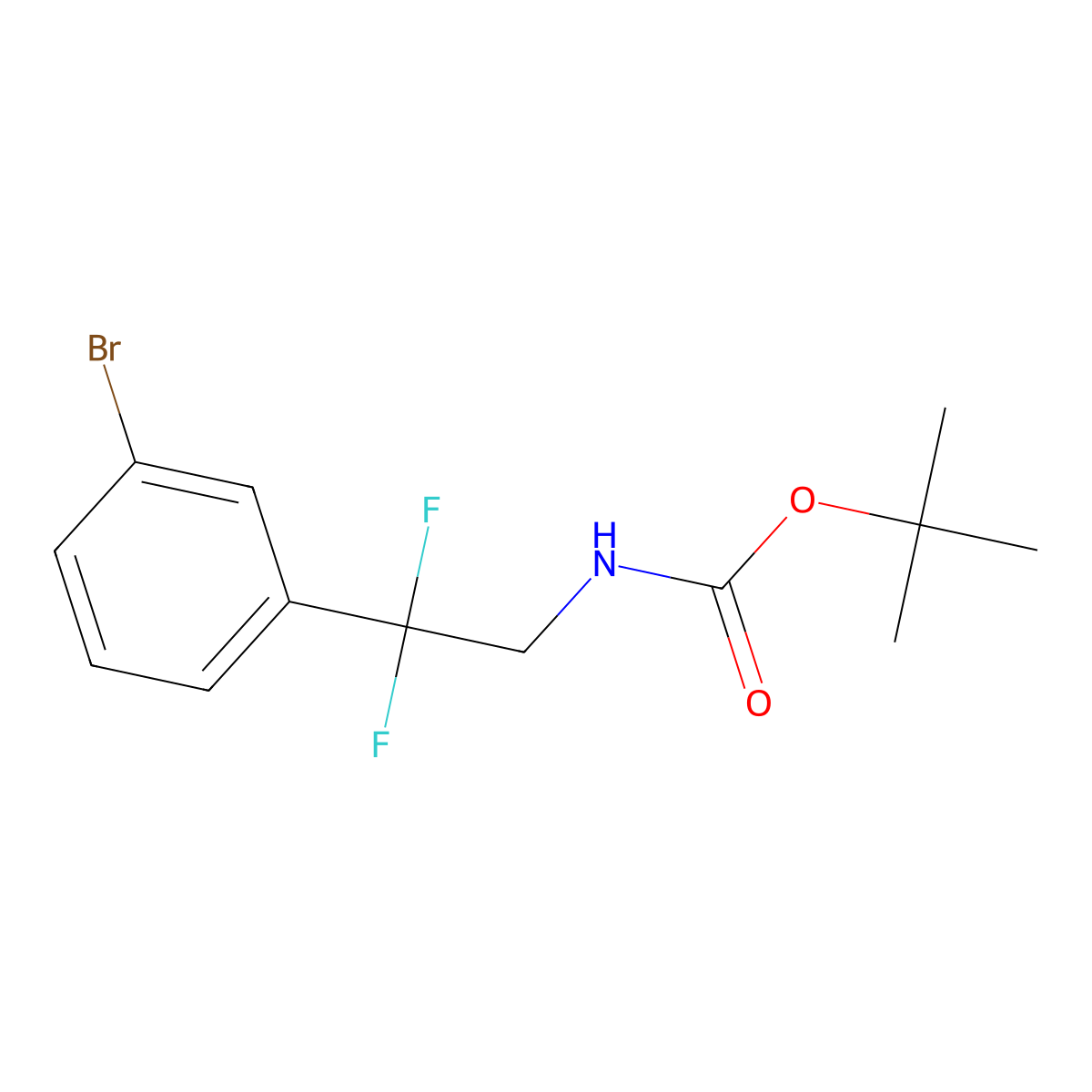 tert-butyl N-[2-(3-bromophenyl)-2,2-difluoroethyl]carbamate molecular structure, CAS 2171107-44-9