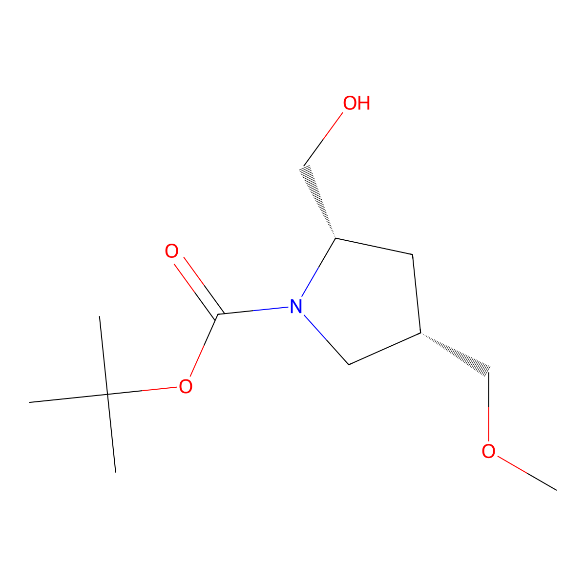 tert-butyl (2S,4S)-2-(hydroxymethyl)-4-(methoxymethyl)pyrrolidine-1-carboxylate molecular structure, CAS 2171136-82-4