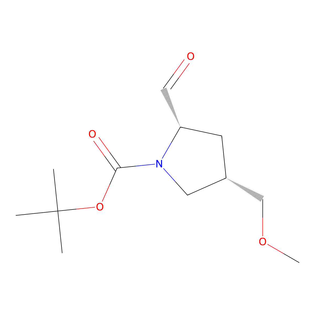 tert-butyl (2S,4S)-2-formyl-4-(methoxymethyl)pyrrolidine-1-carboxylate molecular structure, CAS 2171136-83-5