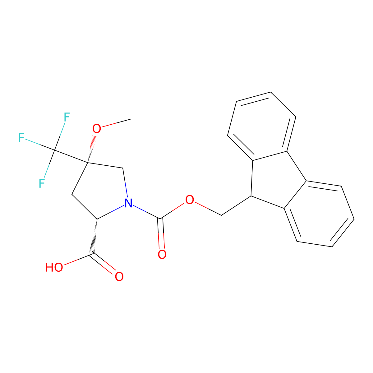 (2S,4S)-1-{[(9H-fluoren-9-yl)methoxy]carbonyl}-4-methoxy-4-(trifluoromethyl)pyrrolidine-2-carboxylic acid molecular structure, CAS 2171141-64-1