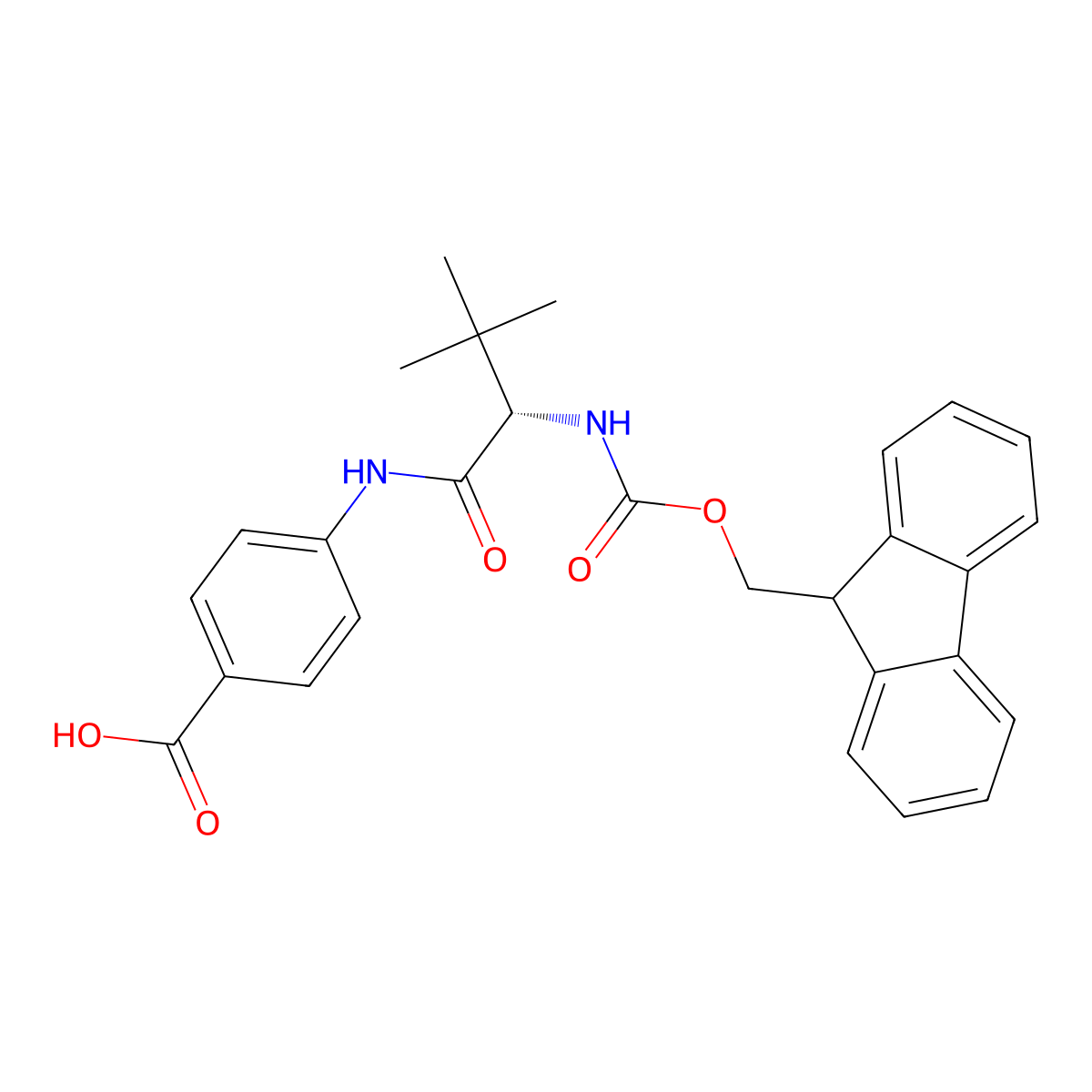 4-[(2S)-2-({[(9H-fluoren-9-yl)methoxy]carbonyl}amino)-3,3-dimethylbutanamido]benzoic acid molecular structure, CAS 2171151-00-9