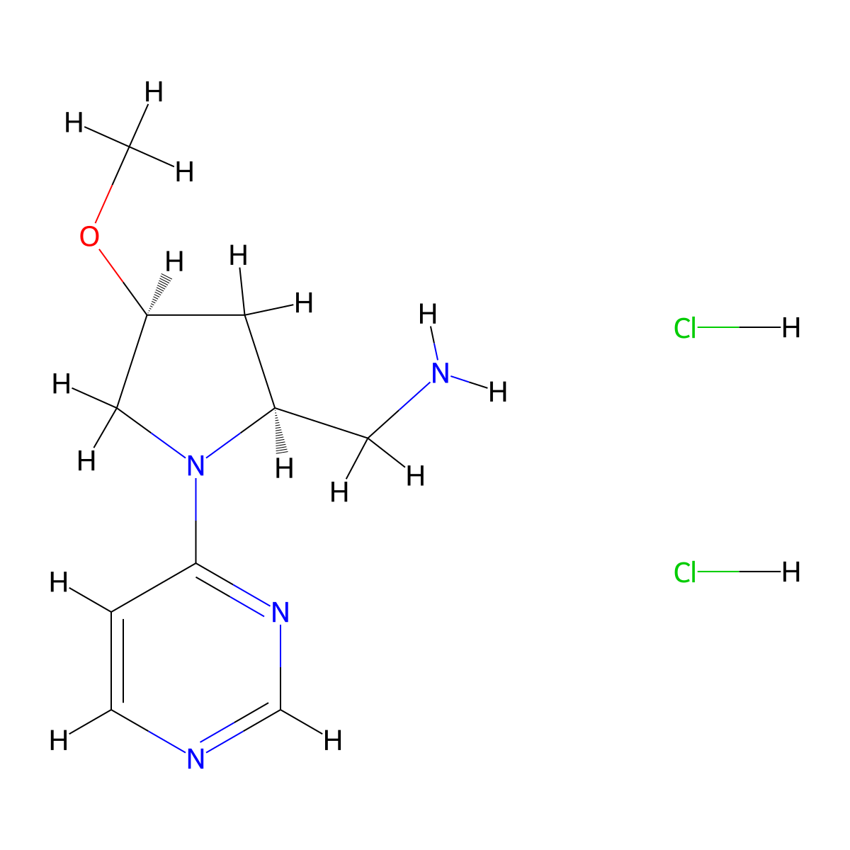 [(2S,4S)-4-methoxy-1-(pyrimidin-4-yl)pyrrolidin-2-yl]methanamine dihydrochloride molecular structure, CAS 2171157-97-2